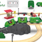 Battery Operated Bullet Train with Opening Carriages & 2 Action Figures, Jurassic Dinosaur Train for Wooden Track, Lights & Sounds, Compatible