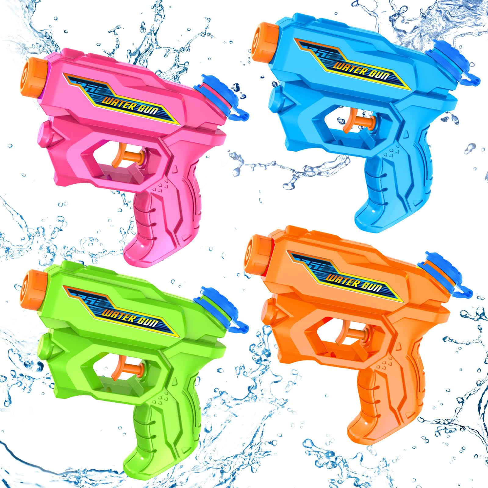 Water Guns for Kids, 4 Pack Mini Squirt Guns Long Range Water Gun Pistol