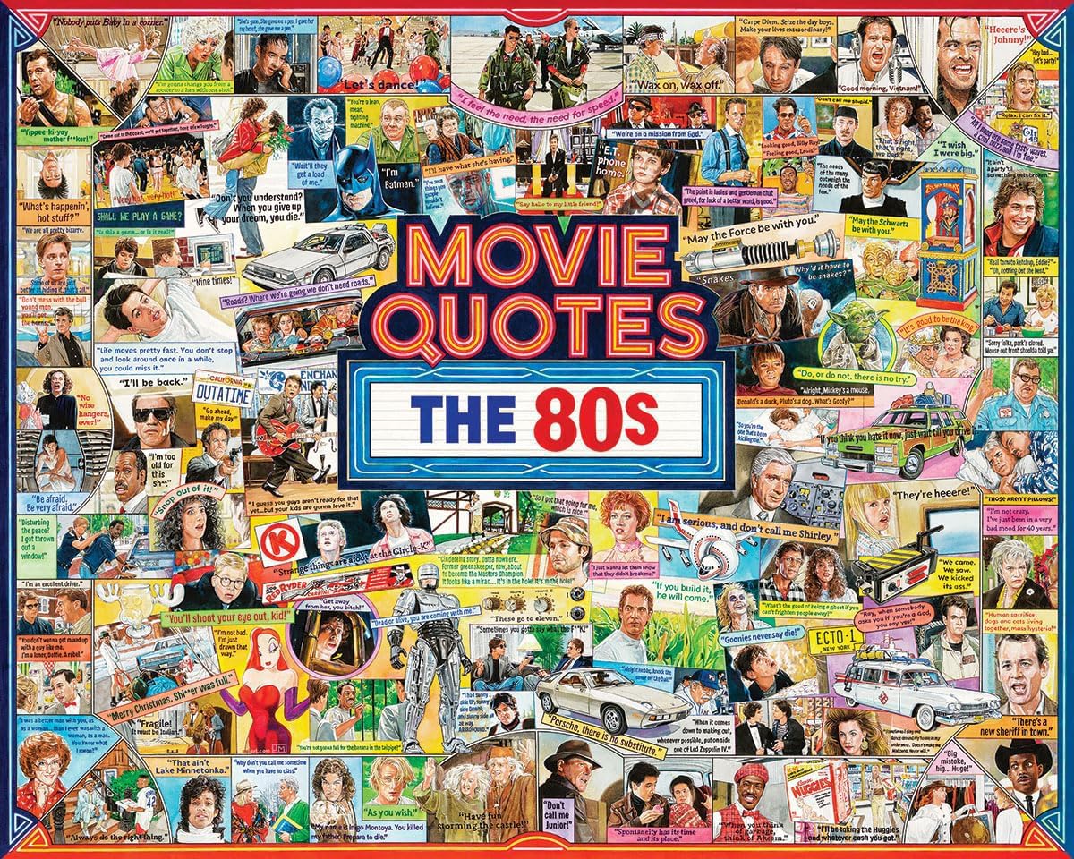 White Mountain 1000 Piece Jigsaw Puzzle Unique Iconic, 80's Movie Quotes
