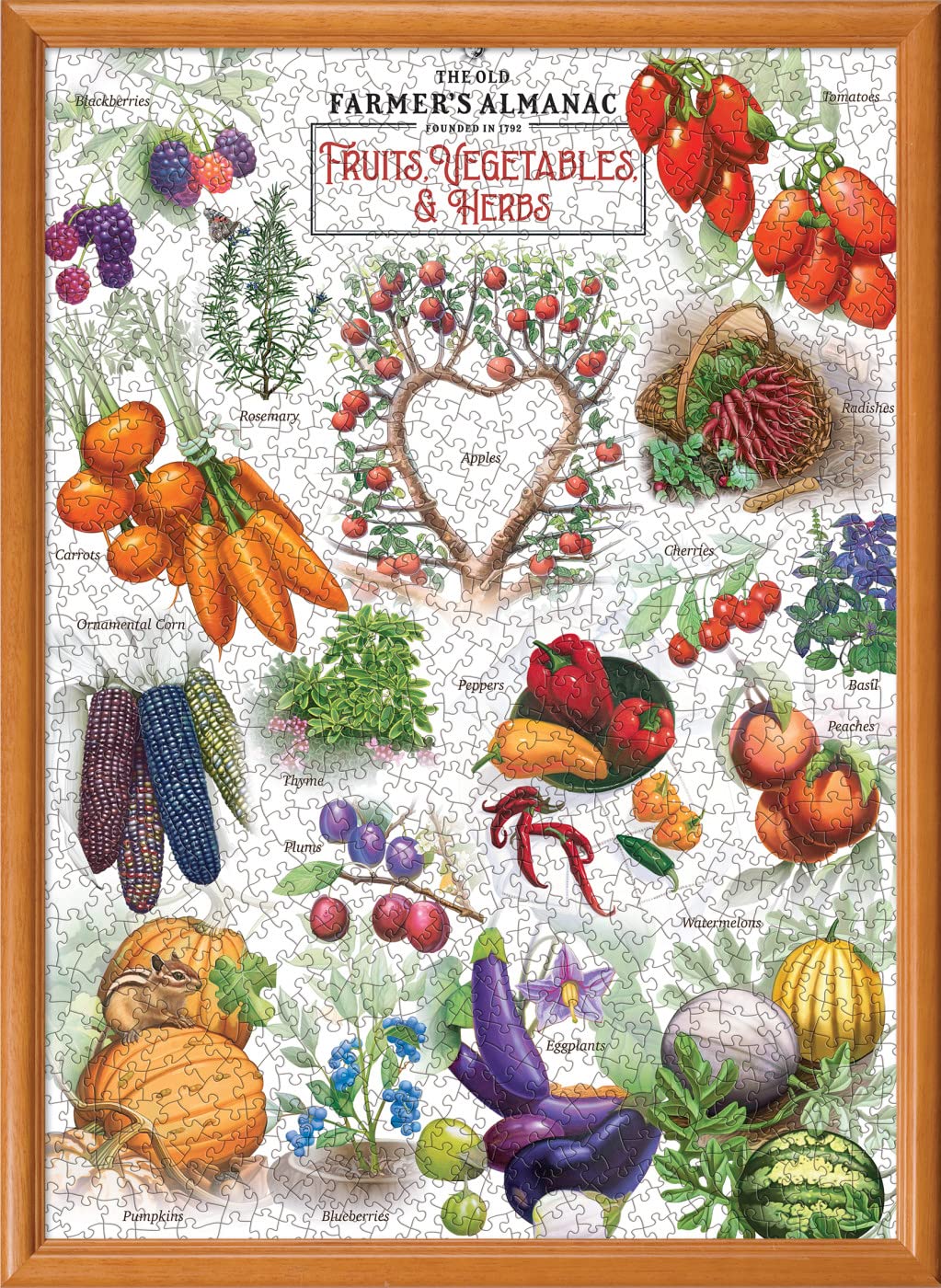 MasterPieces 1000 Piece Jigsaw Puzzle for Adults, Family, Or Youth - Farmer's Almanac; Fruits Vegetables and Berries - 19.25"x26.75"
