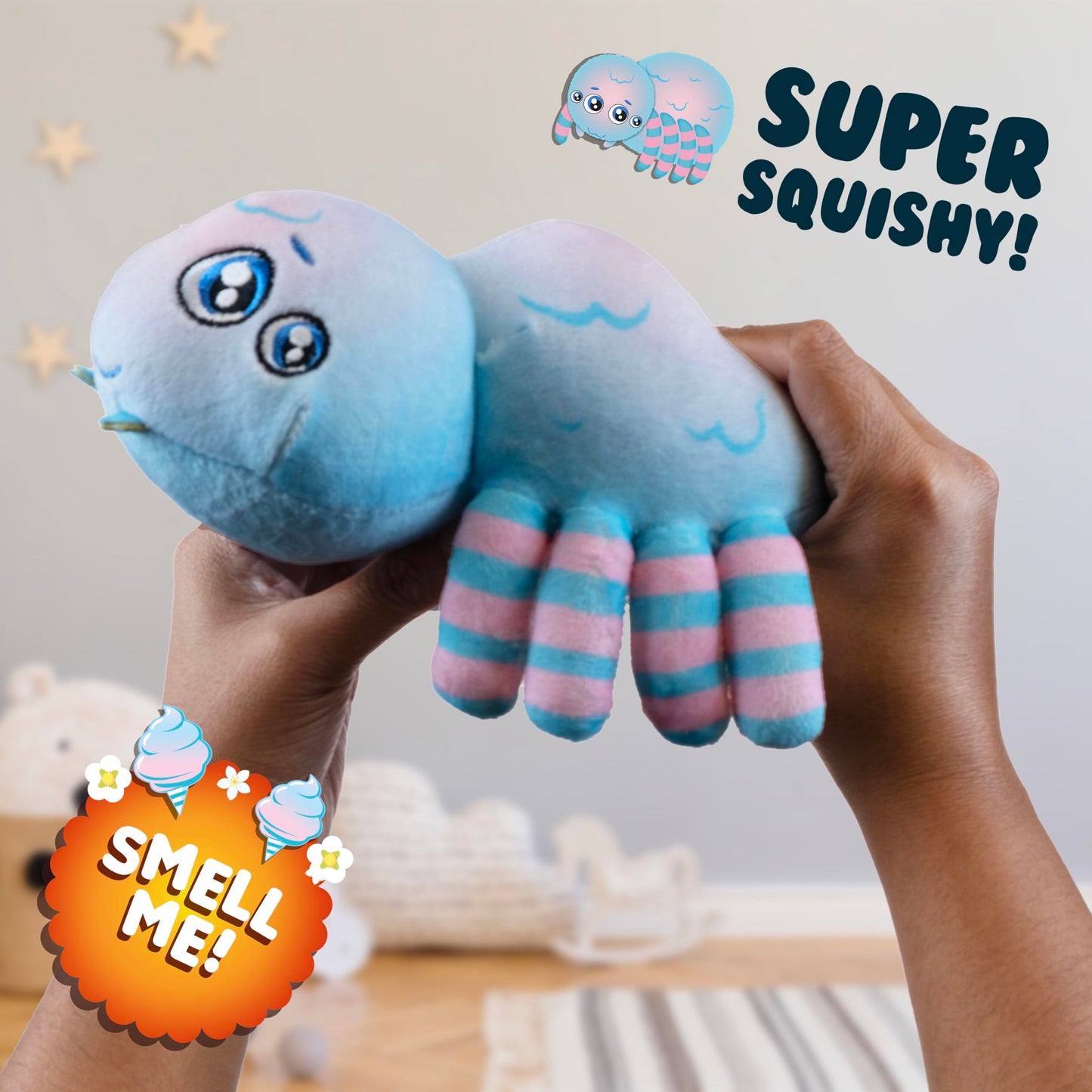 Snuggle Bugs (Spider) - Cotton Candy Scented Plush Toy - Cute Stuffed Animal for Kids, Aromatherapy Plush Gift, Soft Collectible Bug Plush, Stress