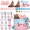 34PCS Boots or Bows Gender Reveal Cake Decorations for Baby Shower Party Gender Reveal Theme Cake Decorations