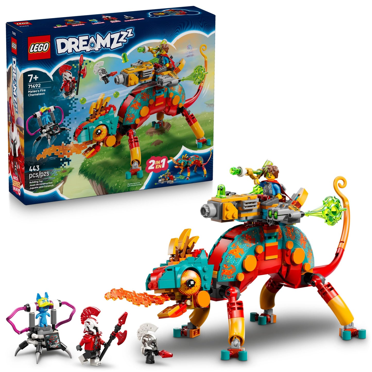 LEGO DREAMZzz Mateo’s Fire Chameleon Building Toy - Pretend Play Set for Kids, Ages 7+ - Storytelling Toy for Boys & Girls - 2 Construction Modes
