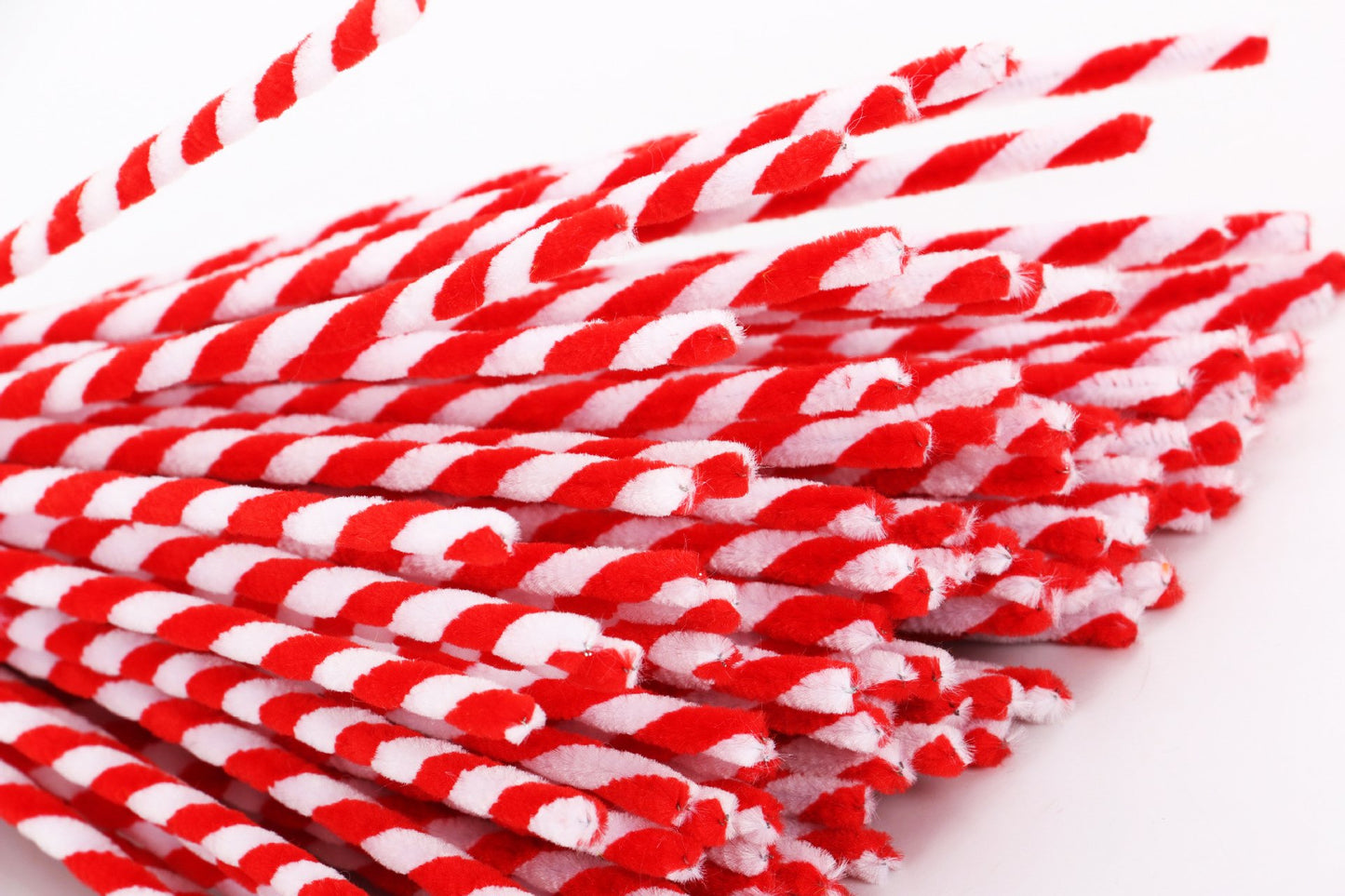 Carykon Red Striped Chenille Stems Pipe Cleaners, Pack of 100 (Striped-Red)