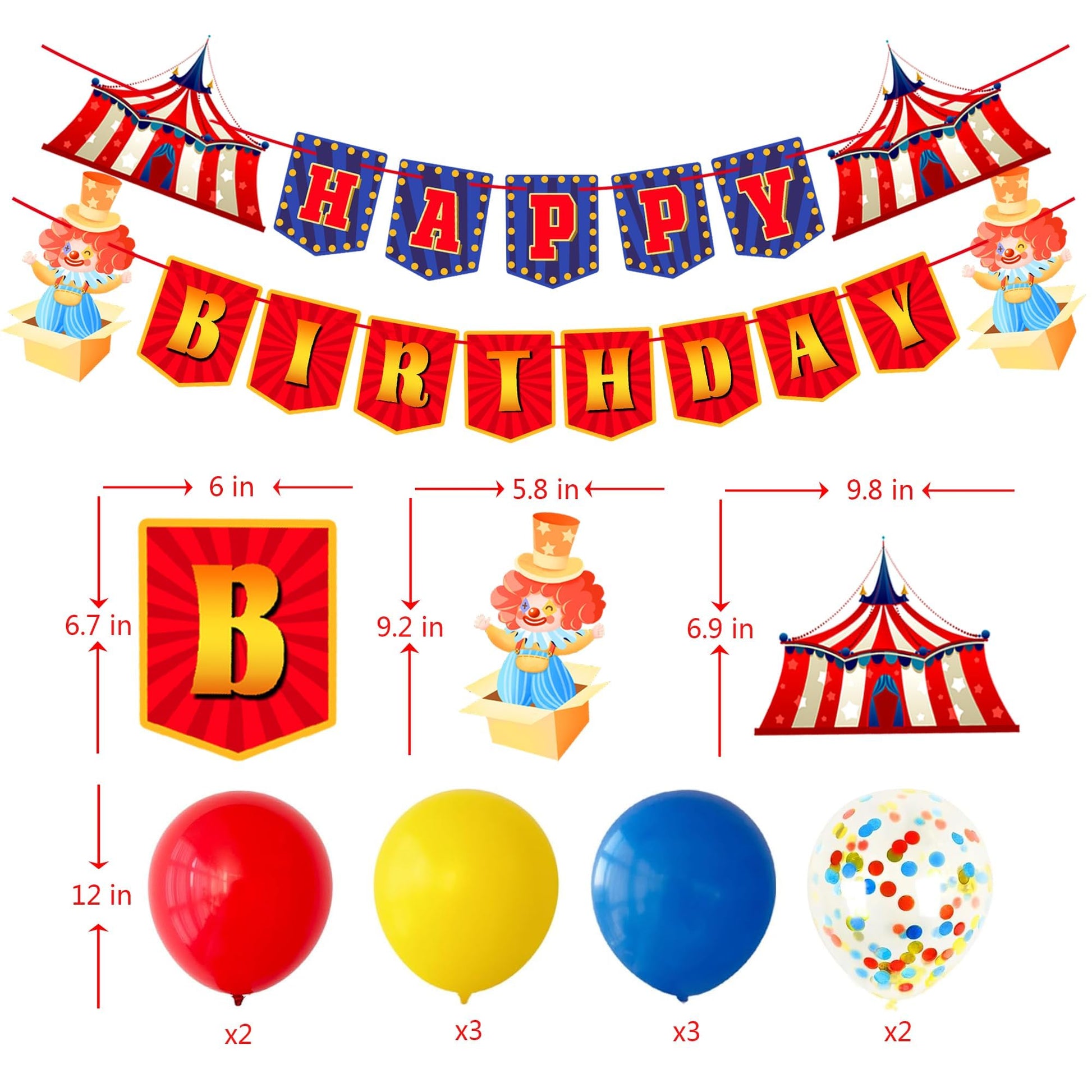 Circus Carnival Party Decorations Happy Birthday Banner Carnival Theme Balloons Circus Themed Tablecloth for Carnival Circus Birthday Party Supplies