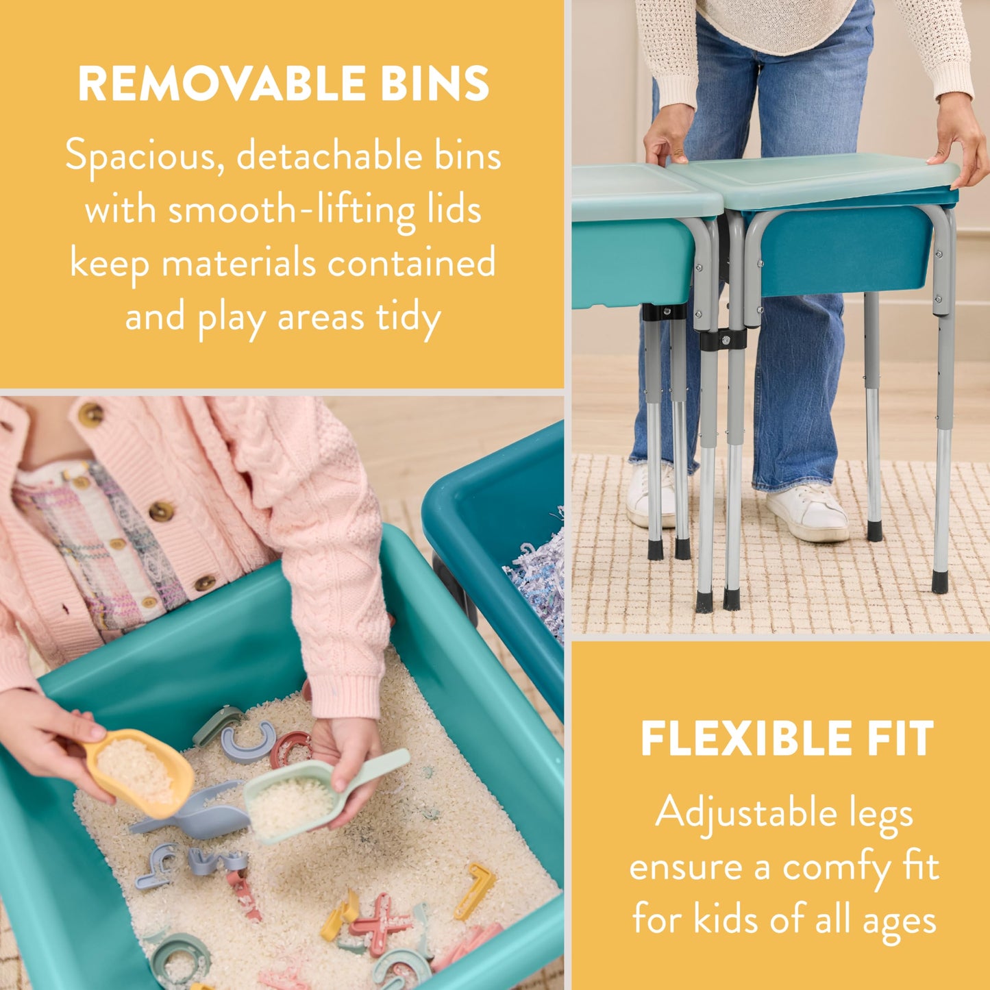 Back2School Express 2-Station Adjustable Sensory Table, Seafoam/Turquoise