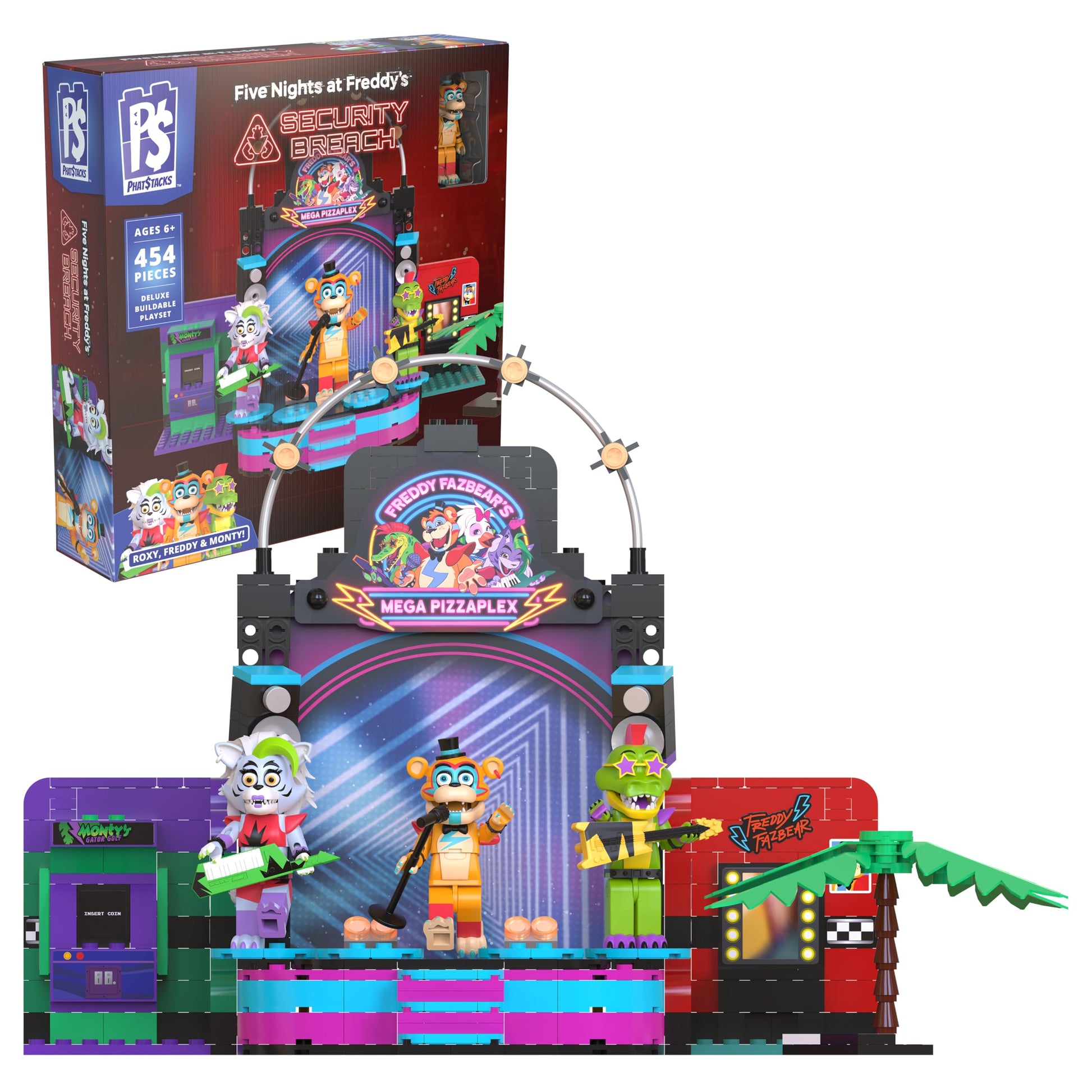 Five Nights AT Freddy’S - Phat$tacks Mega Pizzaplex Deluxe Buildable Playset (454 Pieces, Series 1)
