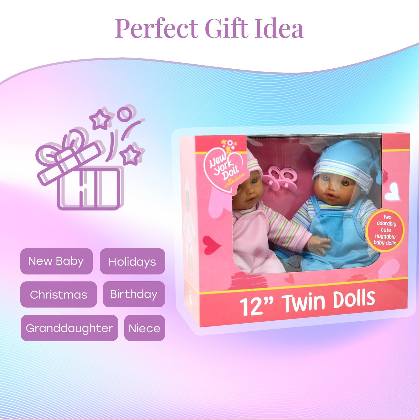 The New York Doll Collection 12" Sweet Hispanic Twin Dolls Play Baby Dolls - Doll Pacifier Included