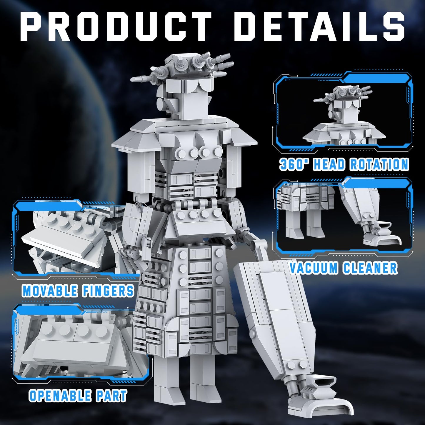 Mega Maid Spaceball I Creative Building Set with Mini Eagle 5, Space Movie Car Robot Model Building Kit, Christmas Birthday Toy Gift for Fans Teens