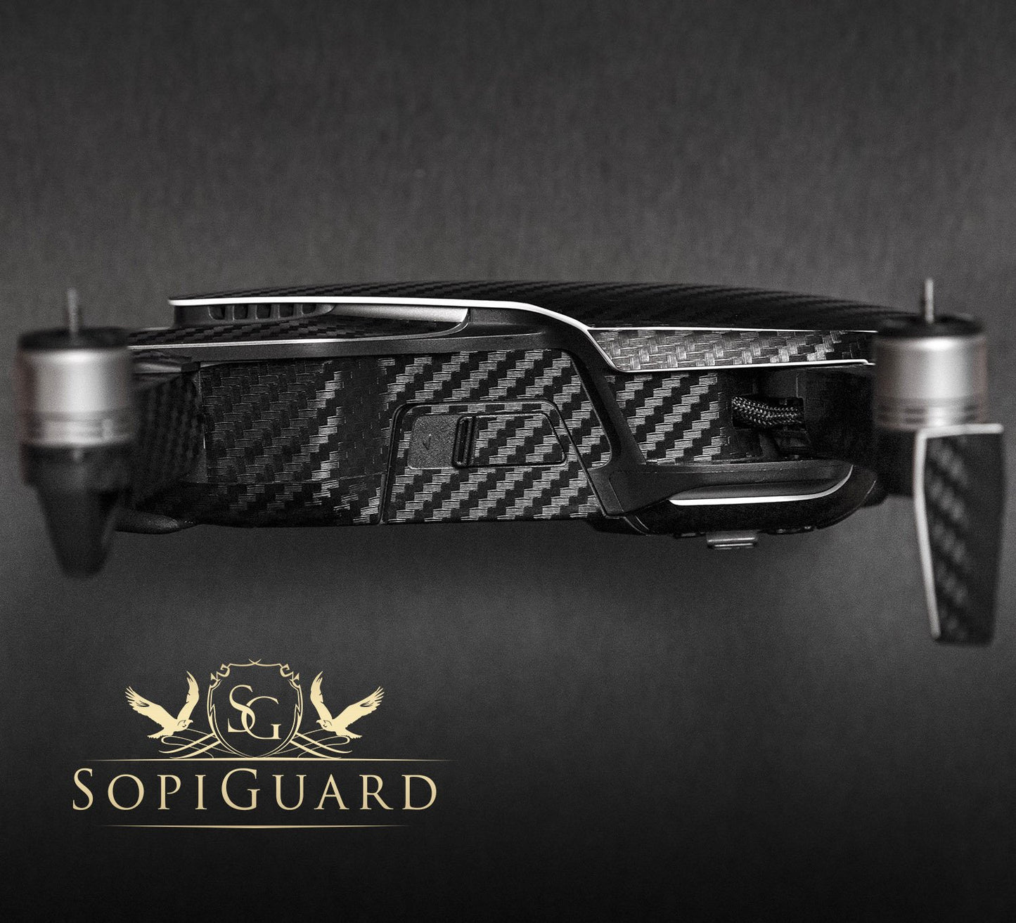 SopiGuard Black Carbon Fiber Precision Edge-to-Edge Coverage Vinyl Sticker Skin Controller 3 x Battery Wraps for DJI Mavic Air