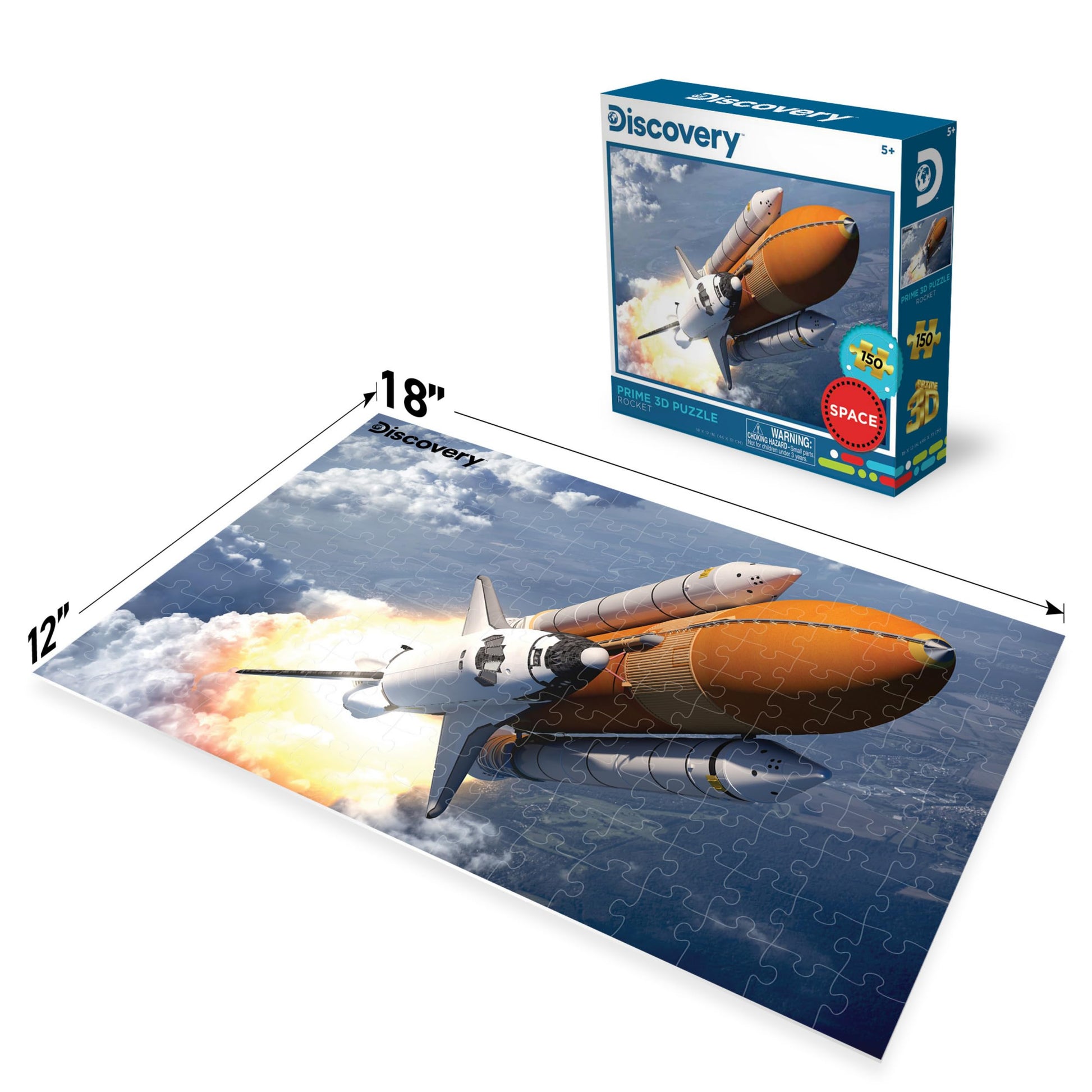 Prime 3D | Discovery | Space | 150 Piece 3D Jigsaw Puzzle for Kids | Finished Size 18" x 12” | Challenging & Fun for Kids & Families | Immersive 3D