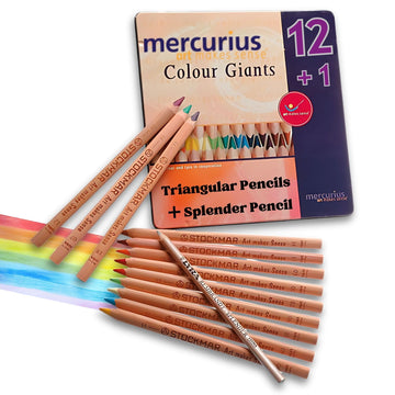 Mercurius AMS Color Giant Pencils, Set of 12 in Tin Case