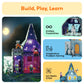 PicassoTiles Scary Haunted House Magnetic Tiles Building Block with 8 Halloween Theme Action Figure Magnet Construction Toy Kit Double-Sided Mansion
