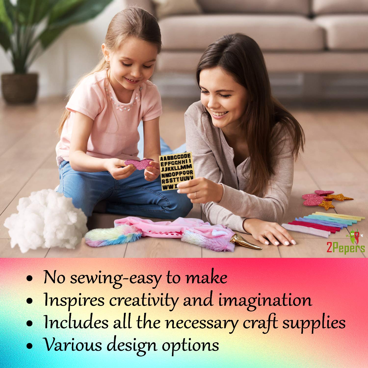Make Your Own Unicorn Pillow Kit Arts and Crafts for Girls (No Sew), DIY Unicorn Craft Girl Ages 3 4 5 6 7 8 9 10 Years Old, Gifts for Kids, Birthday