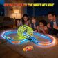 Glow Toy Car Race Track Set, 71 Pcs Glow-in-The-Dark Tracks for Kids Ages 3-8, Electric Speed Car Light-Up Whole Slot Track, Track-Building with 360°