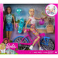 Barbie Outdoor Bike Playset Bundle Blonde and Brunette Doll with Puppy Summer Fun Set, HJY84