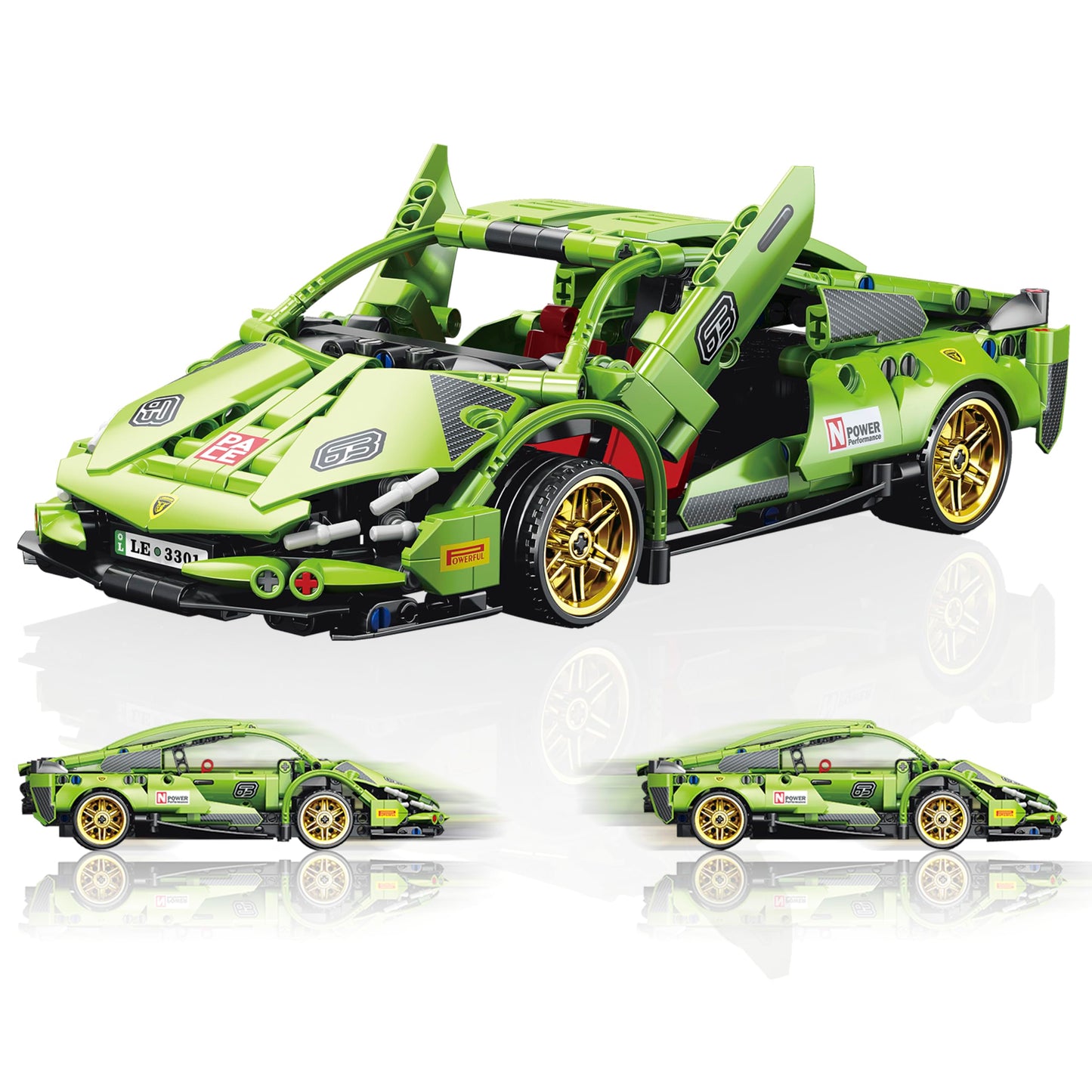 IBLOTIME Technic-Style Sports Cars Building Sets Easter 586 PCS Speed Champions Lambo-Inspired Supercar Pull-Back Race Car Kit Creative Build Display