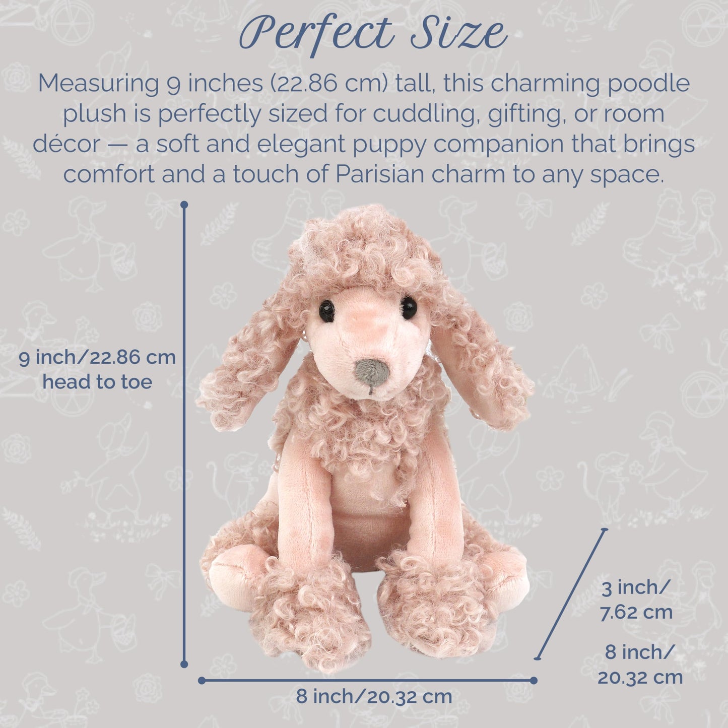MON AMI Paris The Poodle 9-Inch Stuffed Dog, Soft Puppy Plush Toy Gift