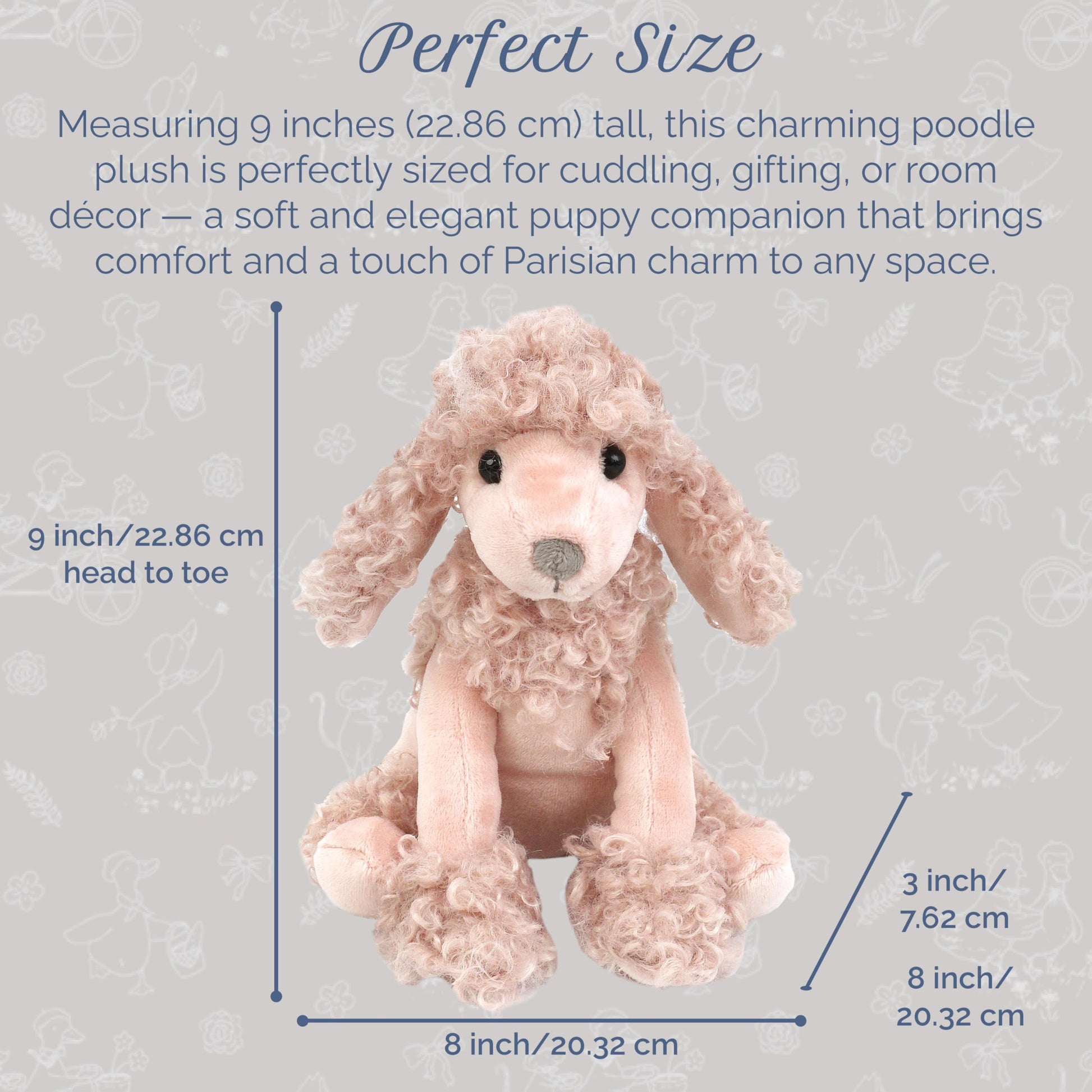 MON AMI Paris The Poodle 9-Inch Stuffed Dog, Soft Puppy Plush Toy Gift