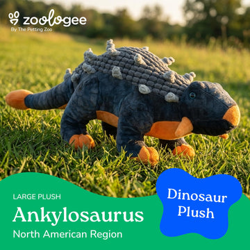 The Petting Zoo Ankylosaurus Dinosaur Stuffed Animal Plushie, Gift for Kids, Dinosaur Animals, Gray Dinosaur Plush Toy 24 inches