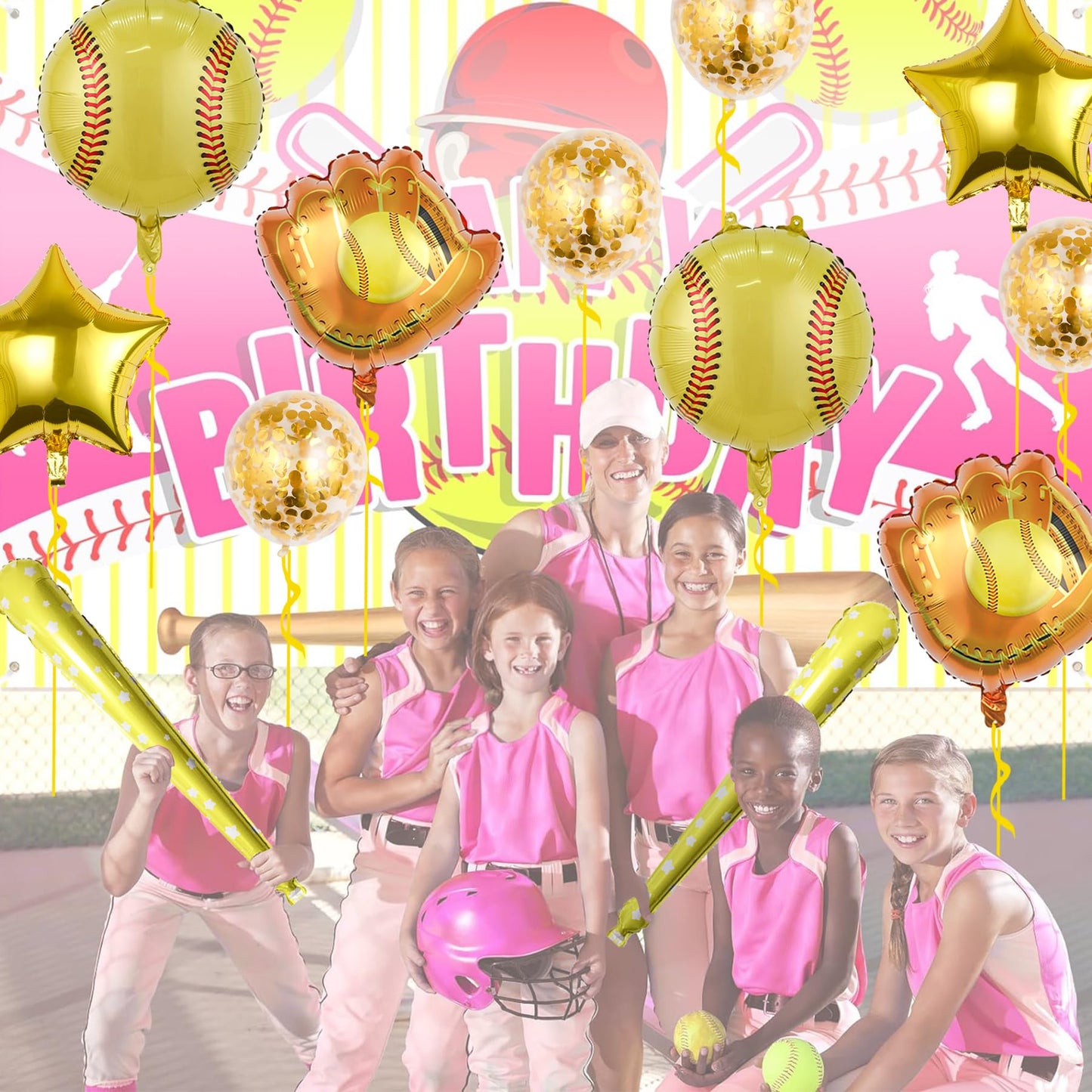 Softball Party Balloons,12pcs Softball Glove Foil Balloons,Bat Balloon confetti balloon for Sports Theme Supplies Gender Reveal Baby Shower
