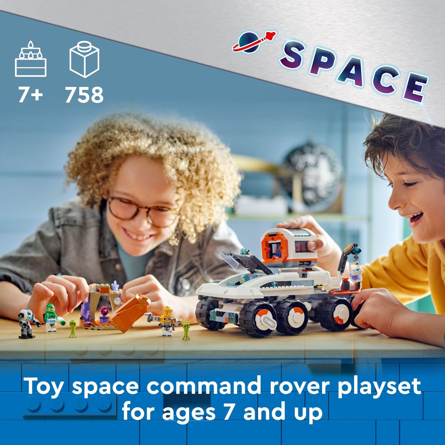 LEGO City Command Rover and Crane Loader Outer Space Toy Building Set, 4 Astronaut Toy Minifigures, Space Robot, 2 Alien Action Figures, Gift for 7
