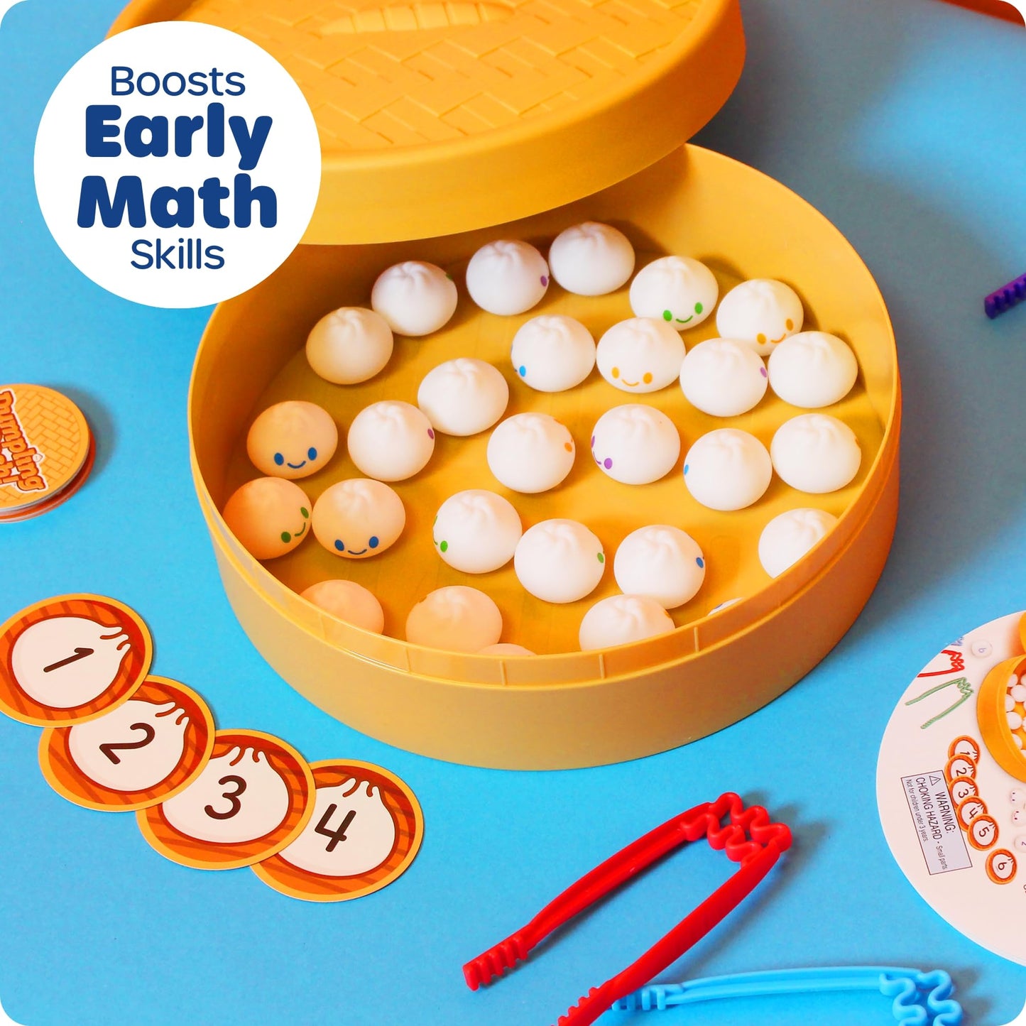 Learning Resources Dumpling Dash Fine Motor Math Game - Squishy Dumpling Toy, Montessori Counting Toys, Kids Board Game, Play Food, Homeschool Toddler