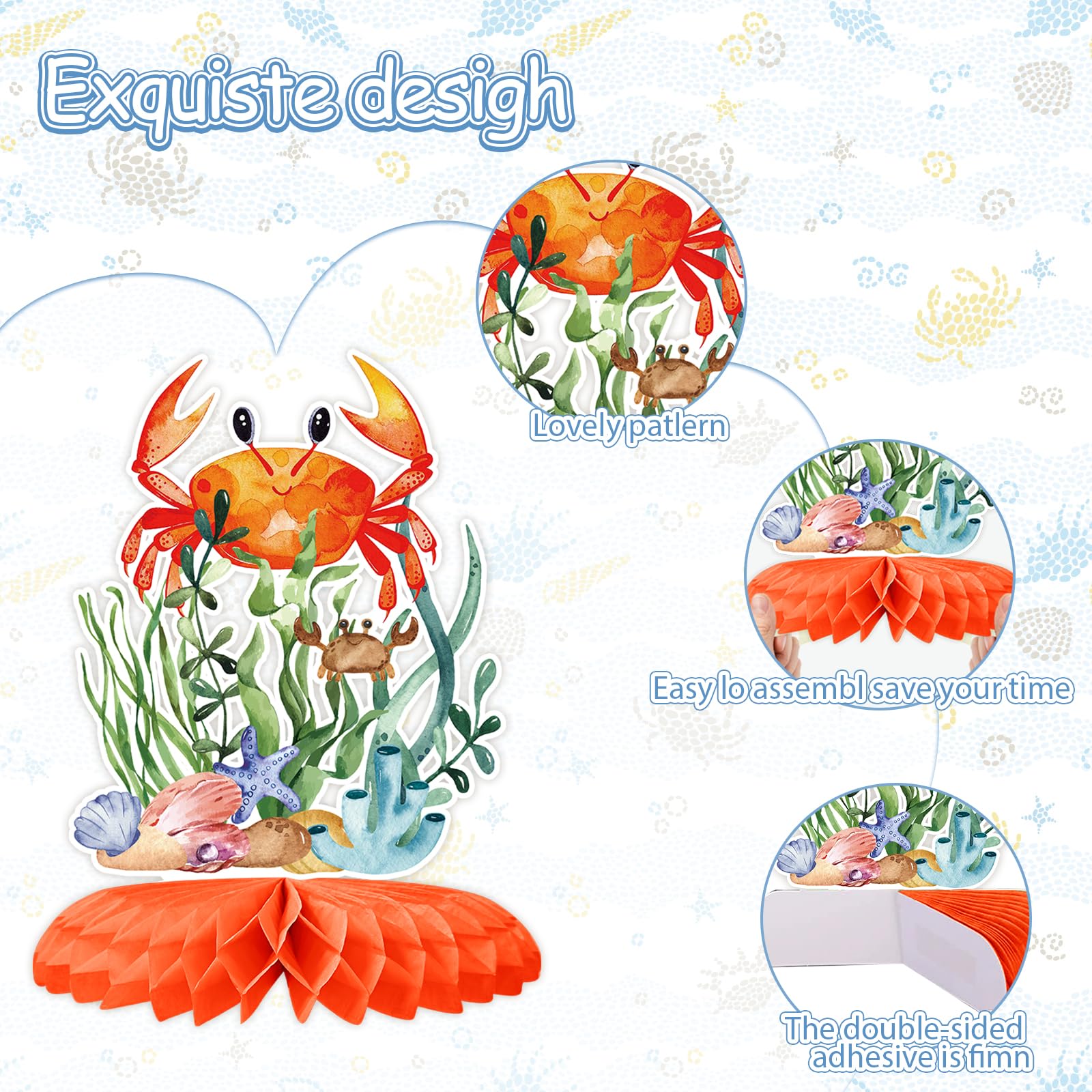 Tarklanda 12Pcs Ocean Sea Animal Honeycomb Centerpieces, Tropical Fish Under The Sea Birthday Party Decor Table Centerpieces for Ocean Themed Beach