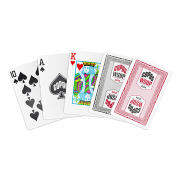Copag WSOP 2024 Traditional Design 100% Plastic Playing Cards - Narrow Size (Bridge) Regular Index Black/Red Double Deck Set