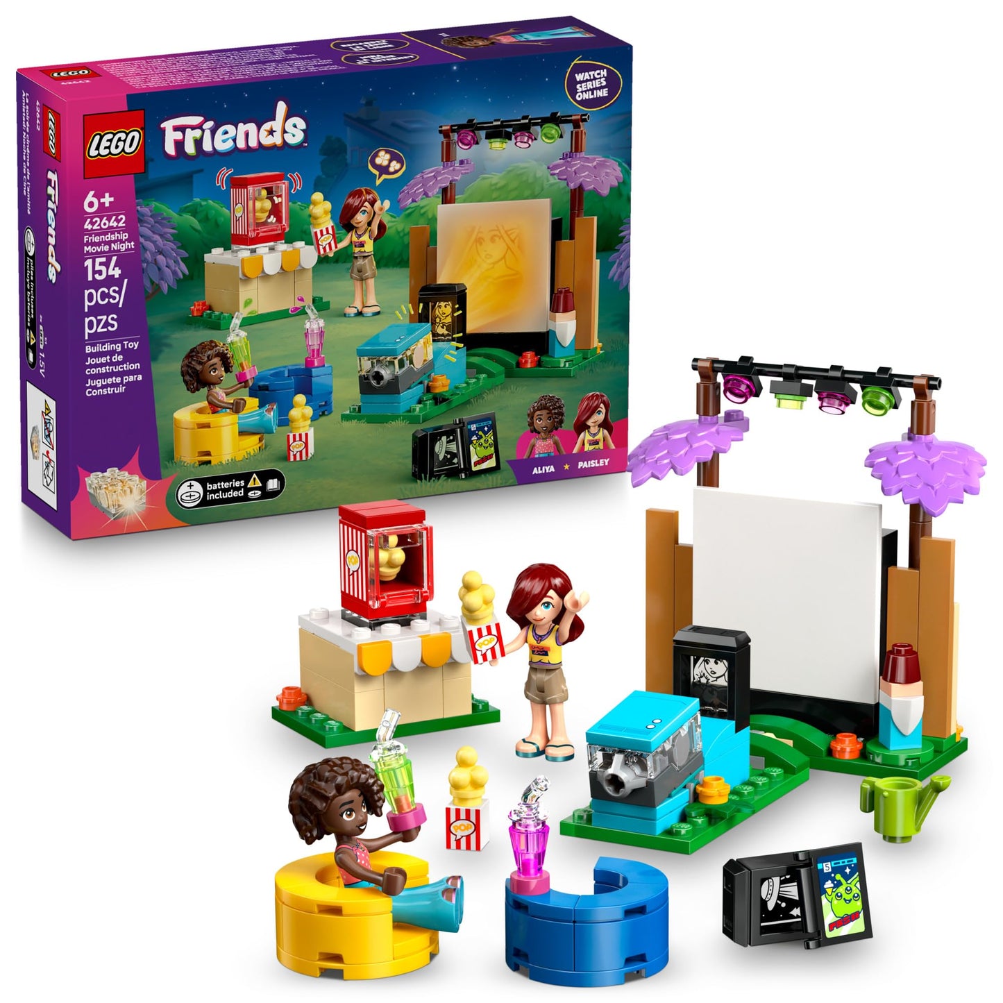 LEGO Friends Friendship Movie Night Pretend Play Building Toy - Interactive Storytelling Playset for Girls & Boys, Ages 6+ - Includes Paisley