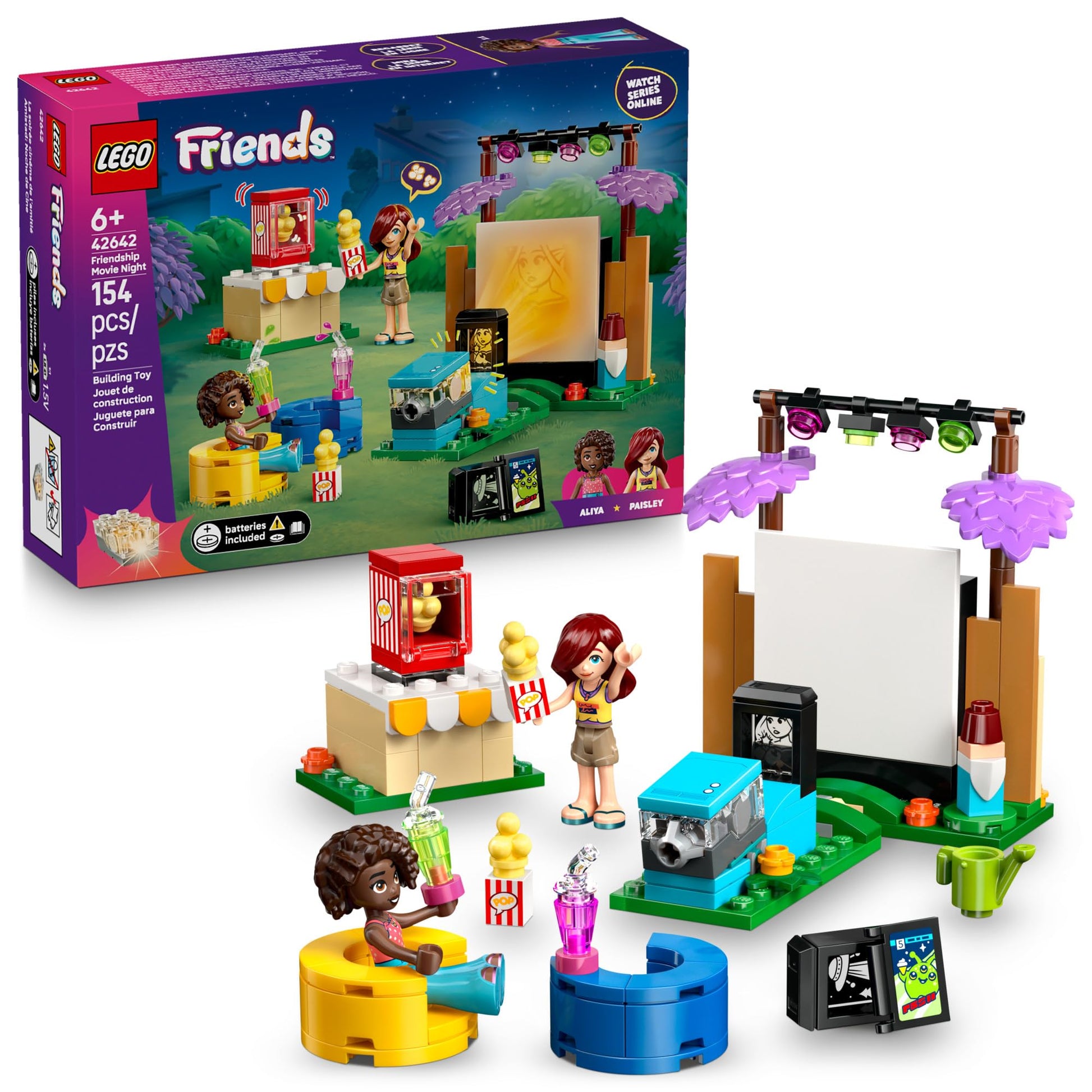 LEGO Friends Friendship Movie Night Pretend Play Building Toy - Interactive Storytelling Playset for Girls & Boys, Ages 6+ - Includes Paisley