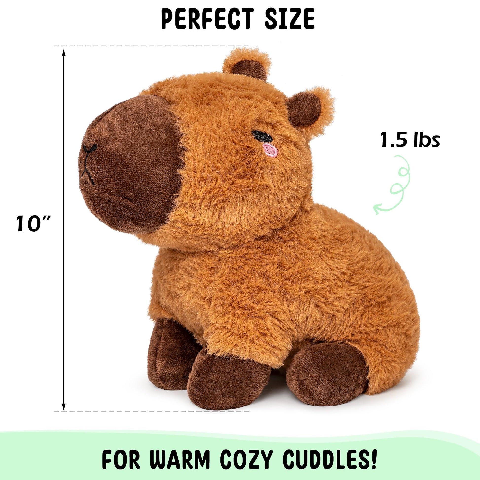 Happy Fuel Capybara Microwavable & Weighted Stuffed Animals -1.5 Lbs Unscented Heating Pad for Period Cramps Pain Relief and Anxiety, Cute Capybara