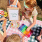 xo, Fetti Gingham Checkered Fabric Tablecloth 9ft | Camp Bachelorette Party