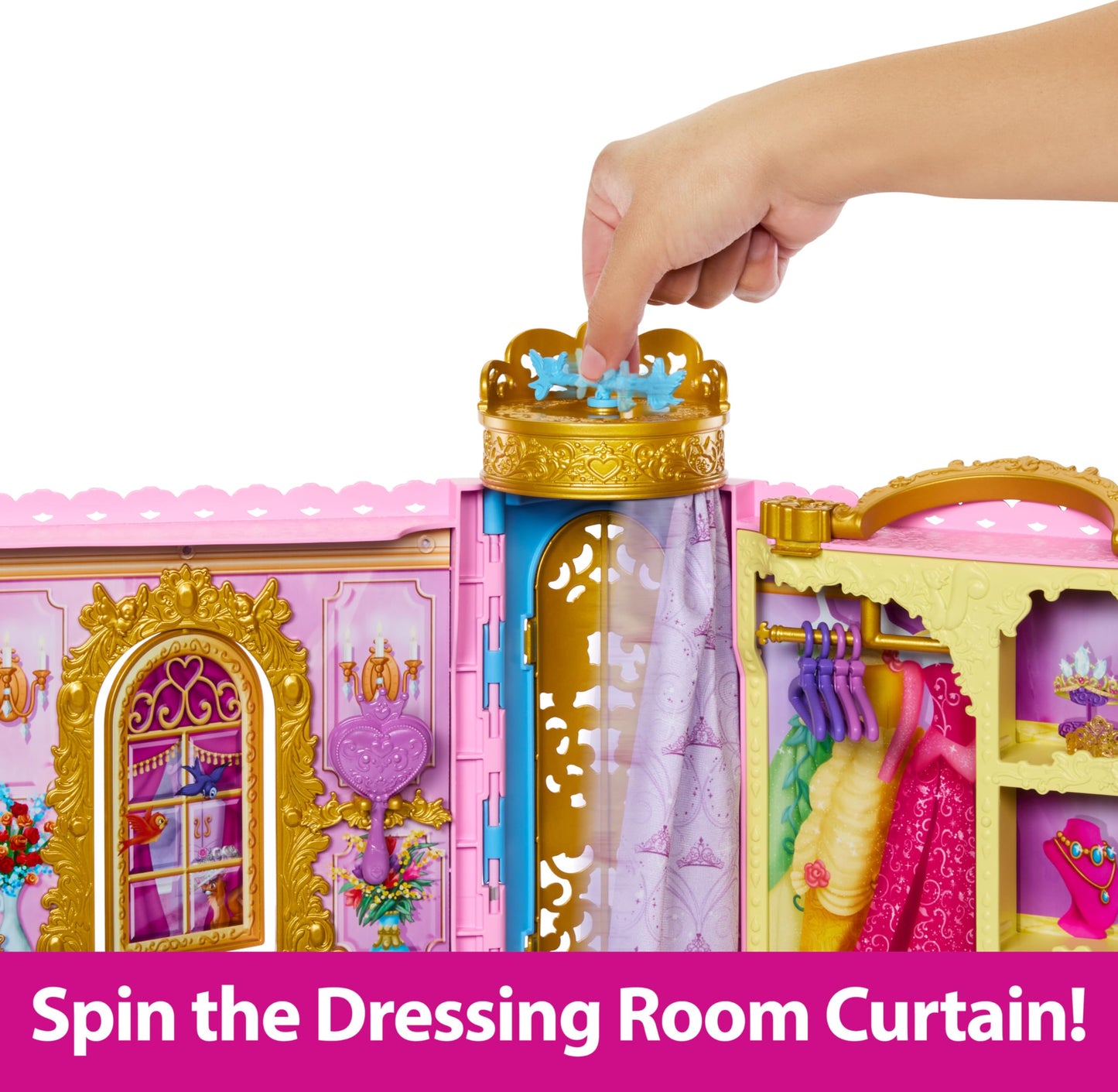 Mattel Disney Princess Toys, Ready for the Ball Closet Playset Opens to 2 Feet Wide & Includes 2 Fashions, 25 Accessories, Storage & More