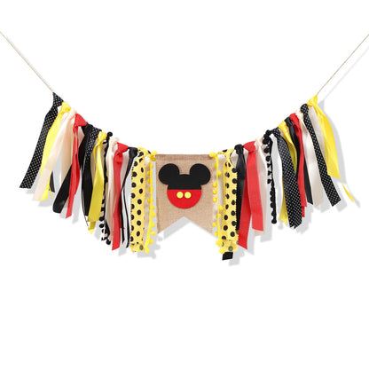 Mouse High Chair Banner - Mouse Birthday Party Decorations, First Year Highchair, Animal High Chair Banner, 1st Birthday Decoration, Cake Smash