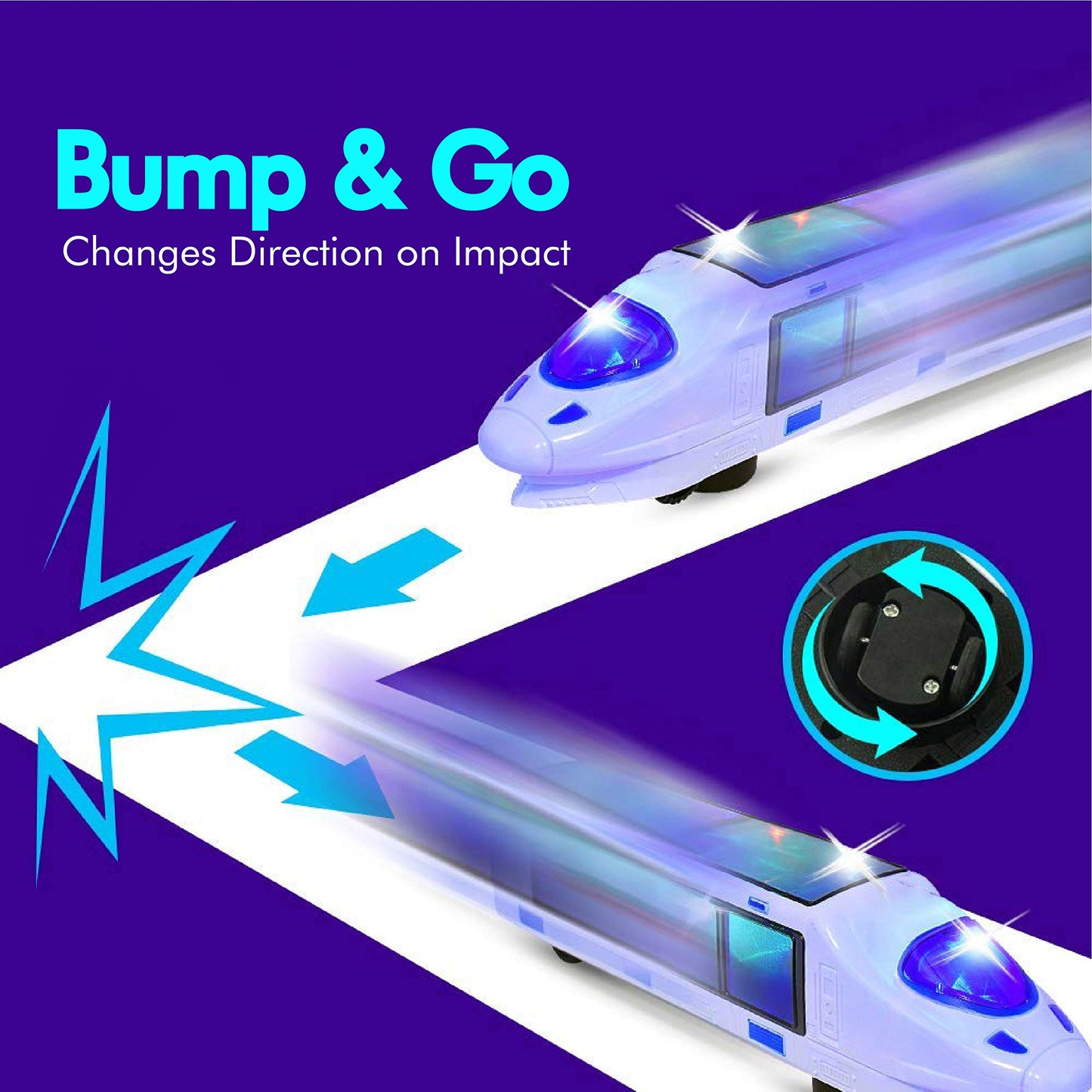 WEofferwhatYOUwant Bullet Train Toy - Electric Bump and Go Monorail for Kids with Lights & Music - Battery-Powered Toy Train with 3D Flashing LEDs