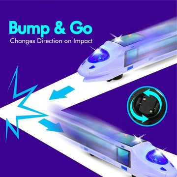 WEofferwhatYOUwant Bullet Train Toy - Electric Bump and Go Monorail for Kids with Lights & Music - Battery-Powered Toy Train with 3D Flashing LEDs