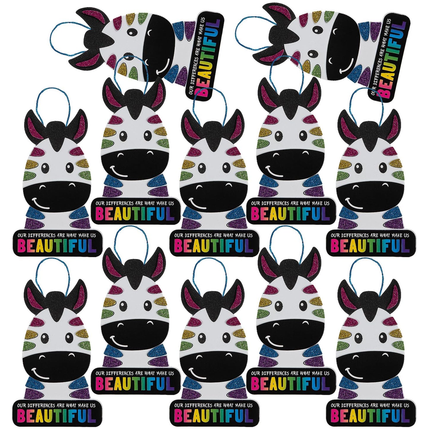 Fun Express Rainbow Zebra Sign Craft Kit, Makes 12