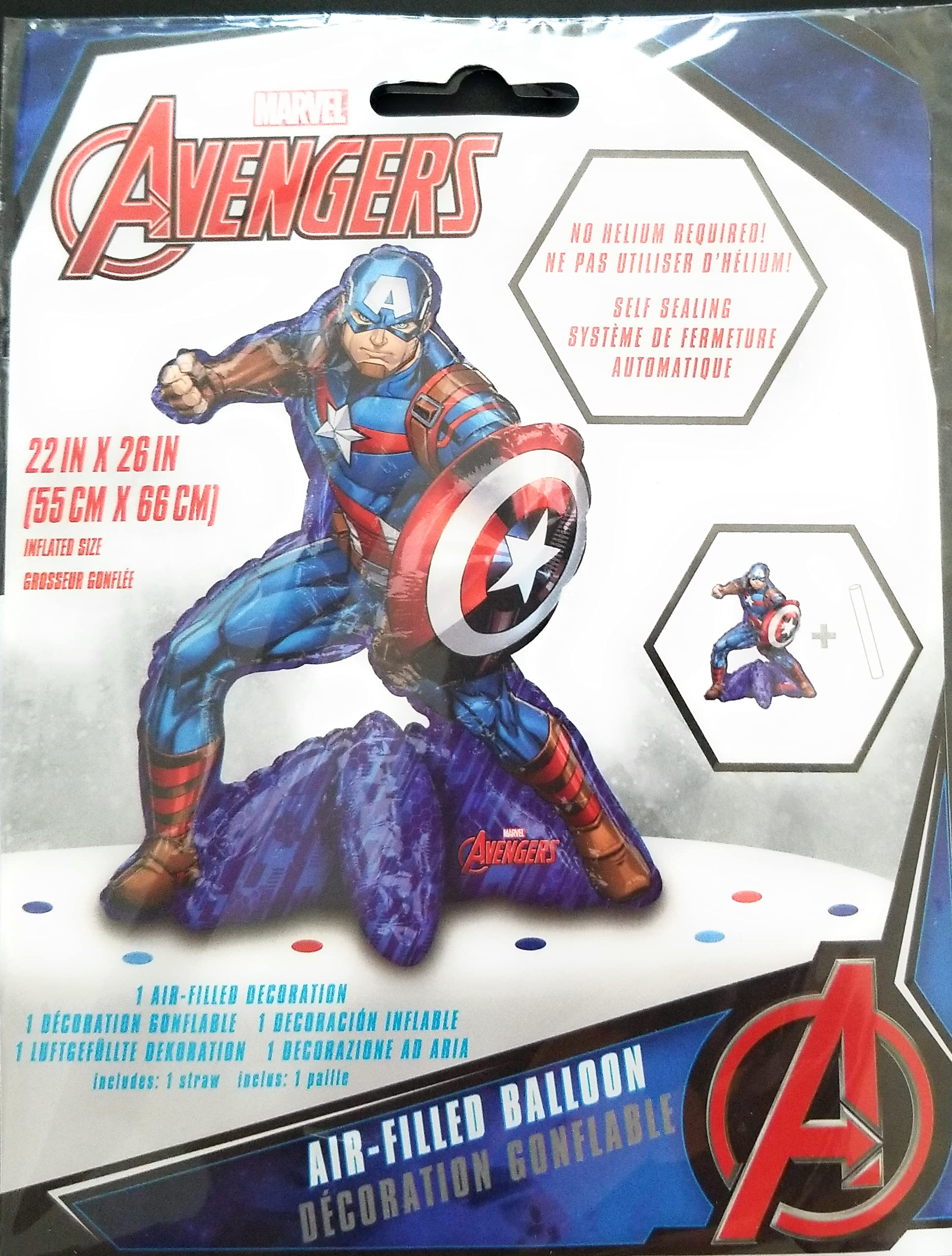 Anagram/MD 26" Avengers Captain America Birthday Party Decoration Supply Multi-Balloon Mylar Foil Air-Fill Balloon