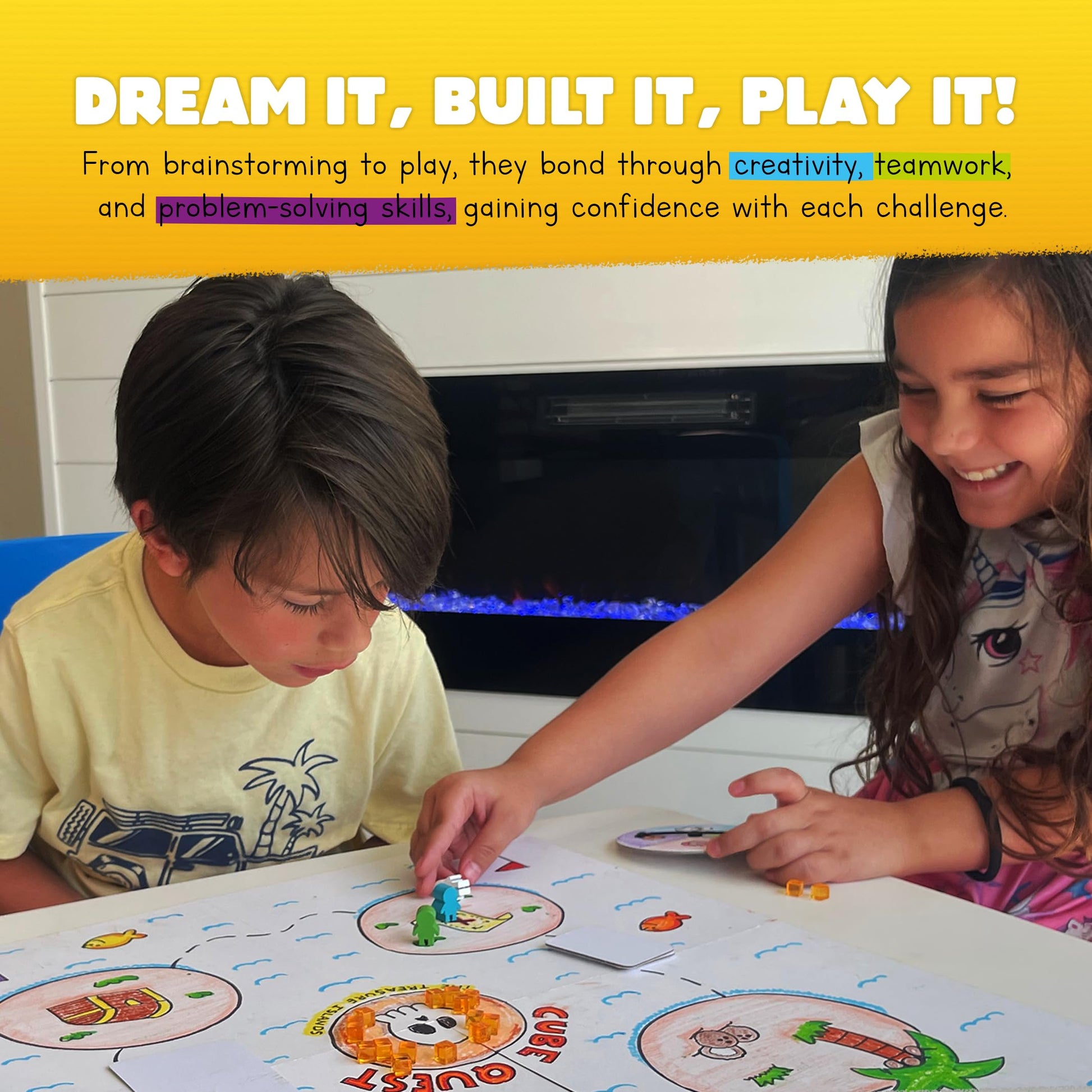 Blank Board Game Kit for Kids & Families - Make Your Own Game with 180+ Pieces: Double-Sided Blank Game Board, Blank Cards, Dice, Wooden Tokens