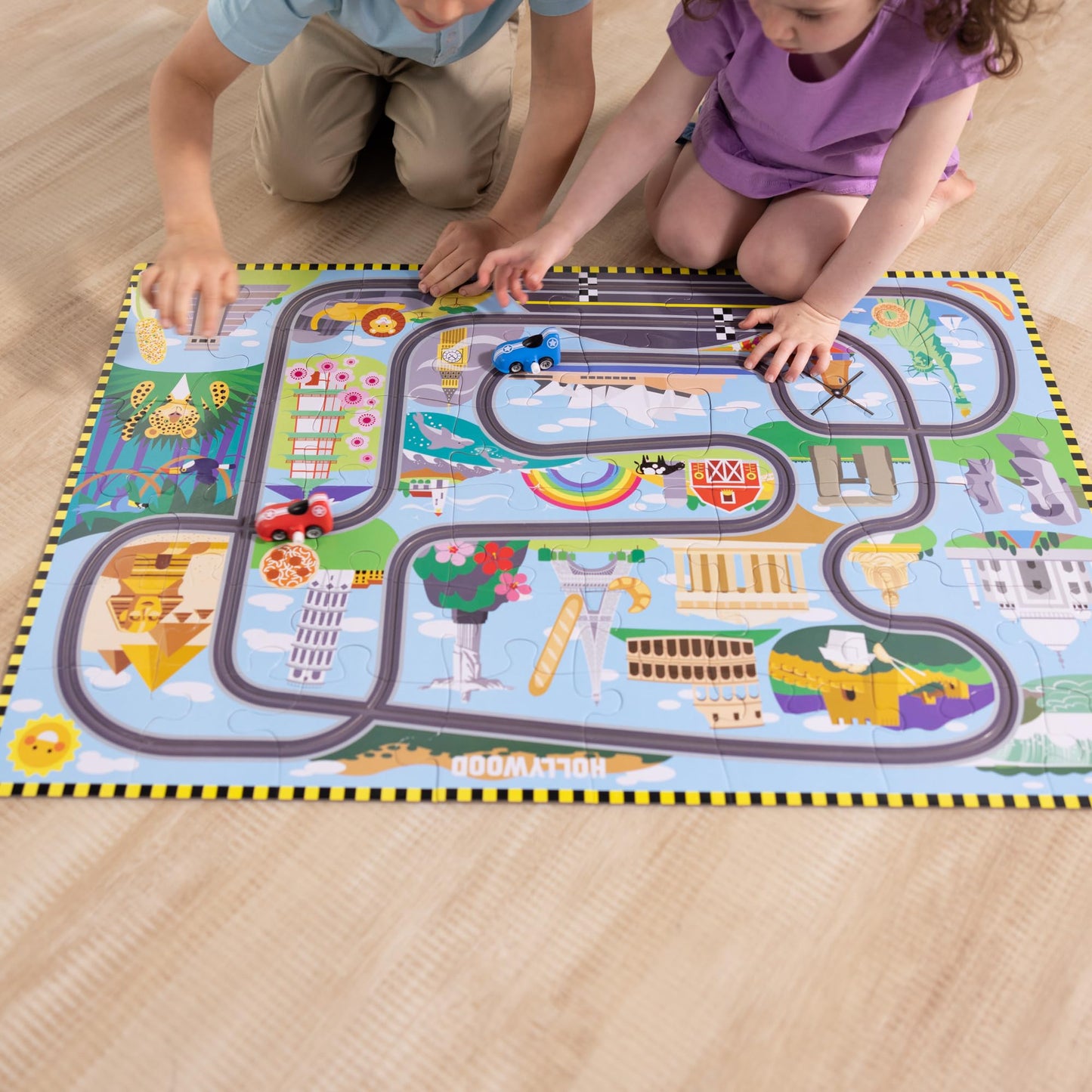 Melissa & Doug Race Around the World Floor Puzzle 48-Piece