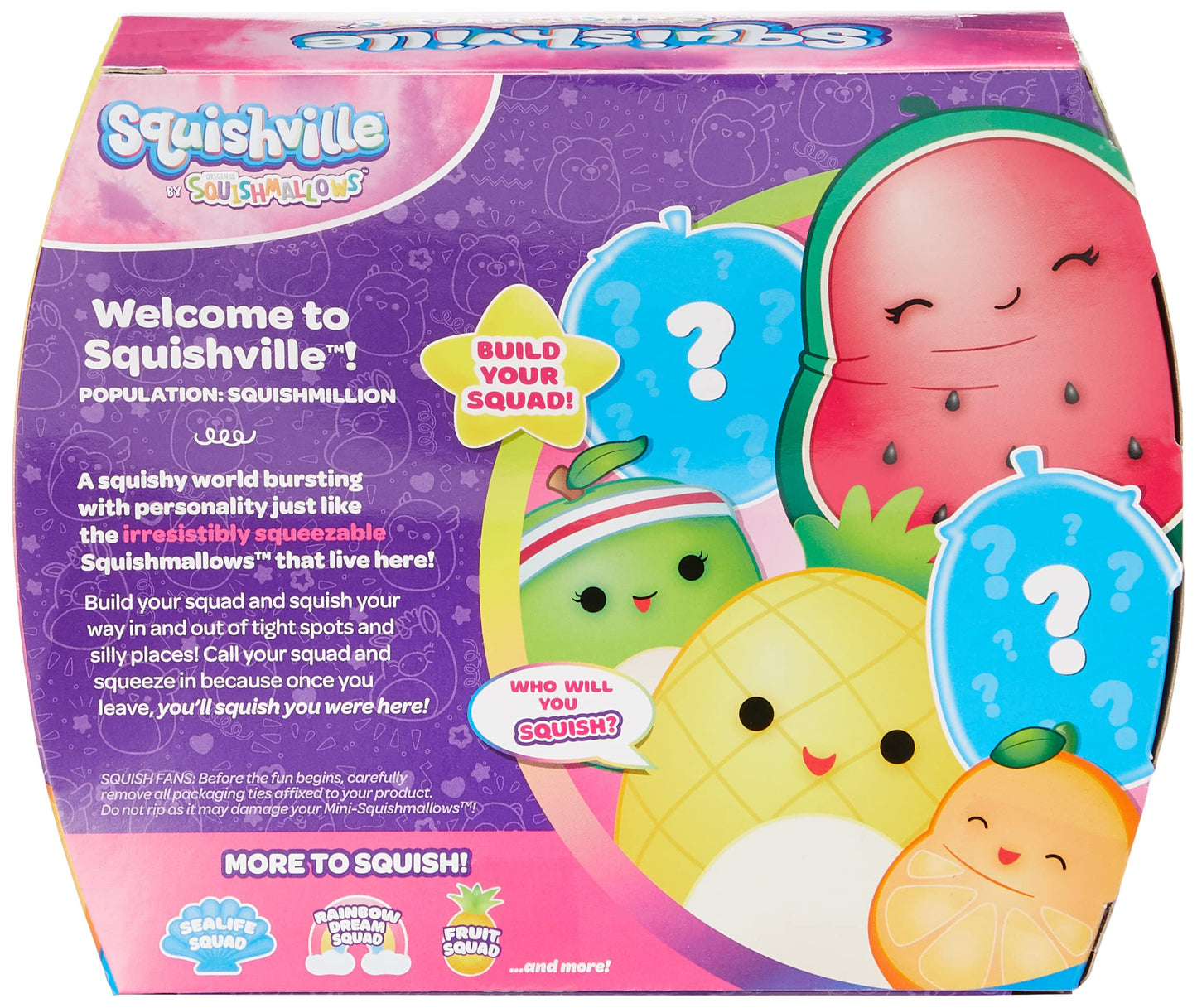 Squishville Squishmallows Mystery Mini Plush Fruit Squad, Six 2” Soft Minimallow Fruit Plush, Irresistibly Soft Colourful Fruits, Mini Peach