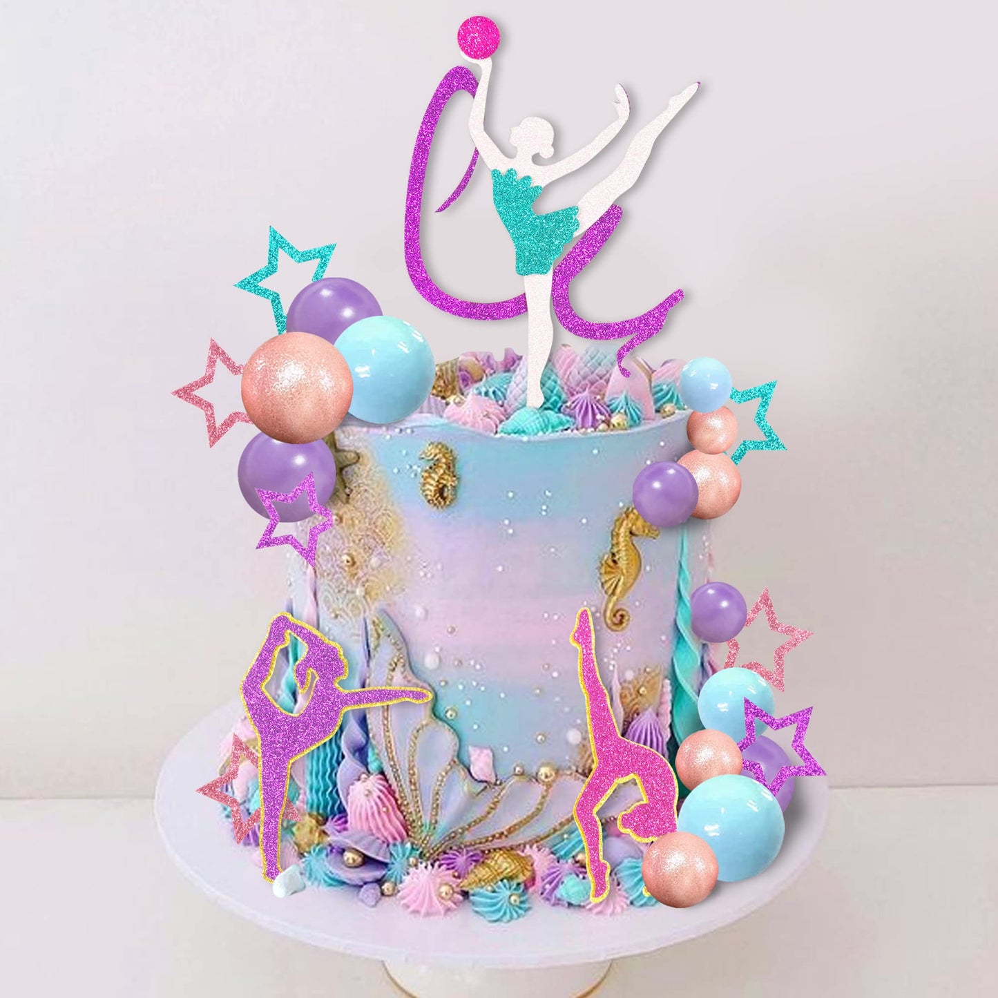 27 PCS Gymnastics Cake Toppers Gymnastics Balls Cake Decorations for Gymnastic Theme Birthday Supplies (Gymnastic)