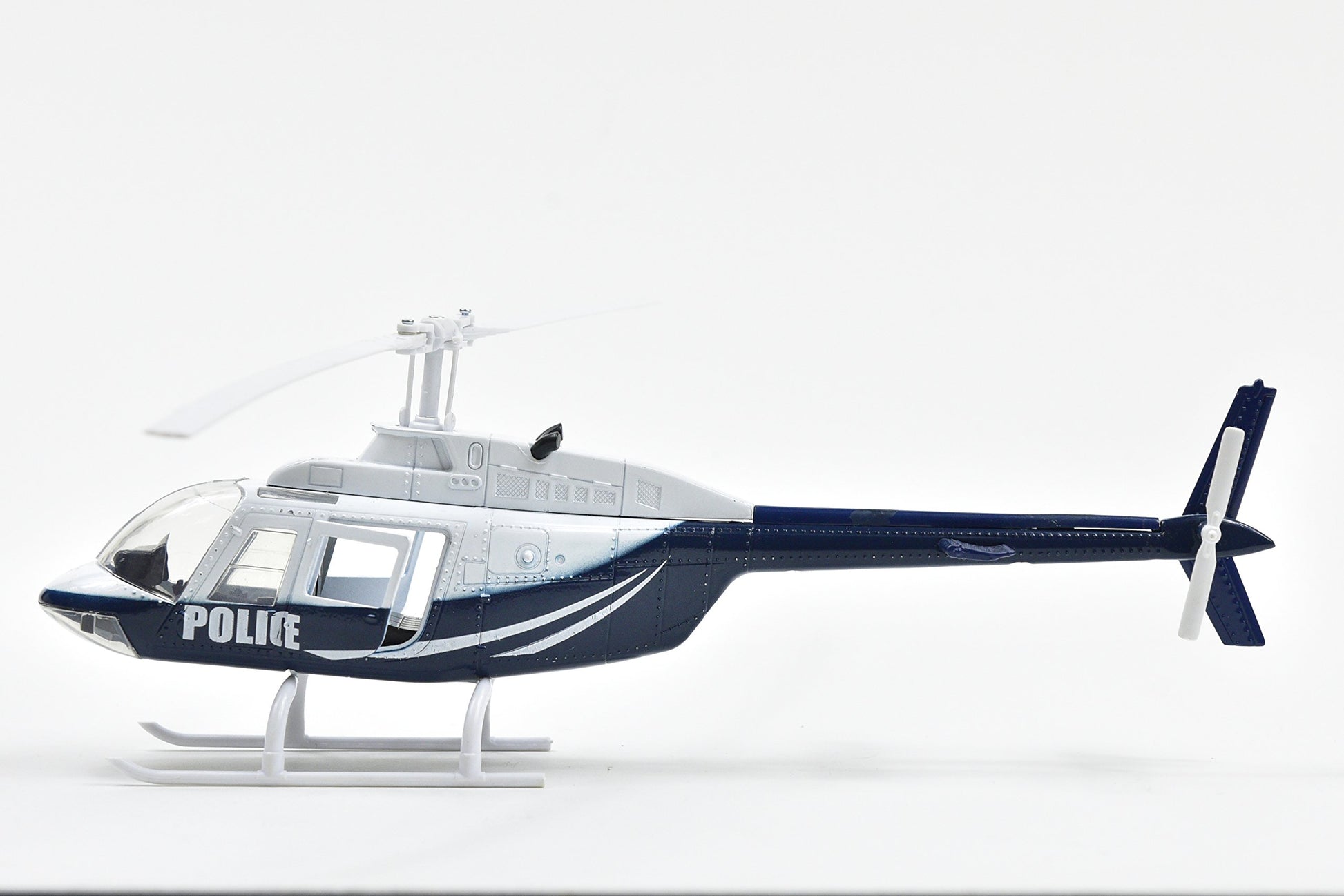 Bell 206 Helicopter Dark Blue and White Police Sky Pilot Series 1/34 Diecast Model by New Ray