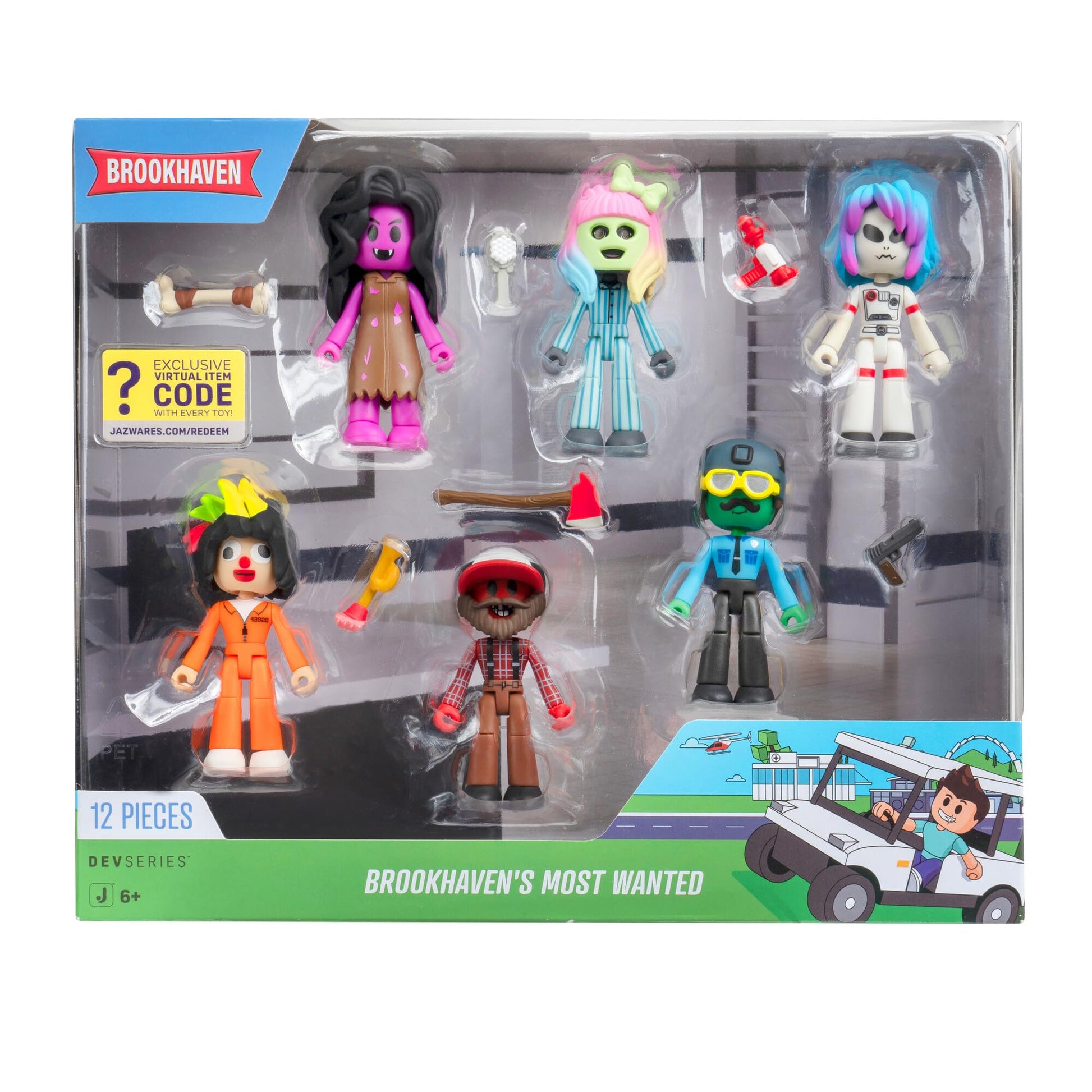 DevSeries Brookhaven's Most Wanted - Six 2.75-Inch Mix-and-Match Figures with Unique Accessories and Exclusive Virtual Item Code
