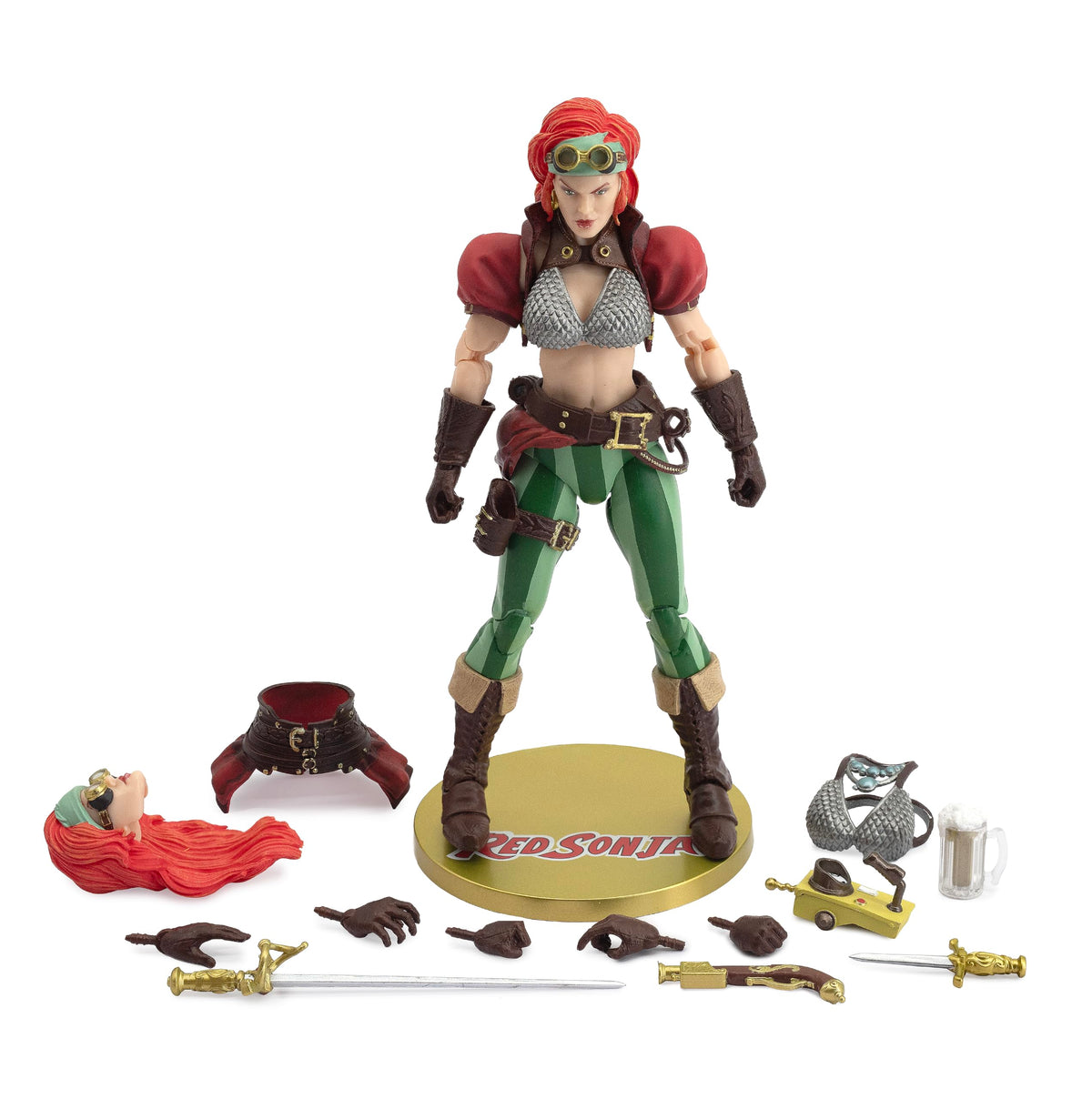 Boss Fight Studio Epic H.A.C.K.S. Red Sonja Steam Punk Action Figure - Highly Articulated Collectible, Customizable Figurine with Complete Accessories