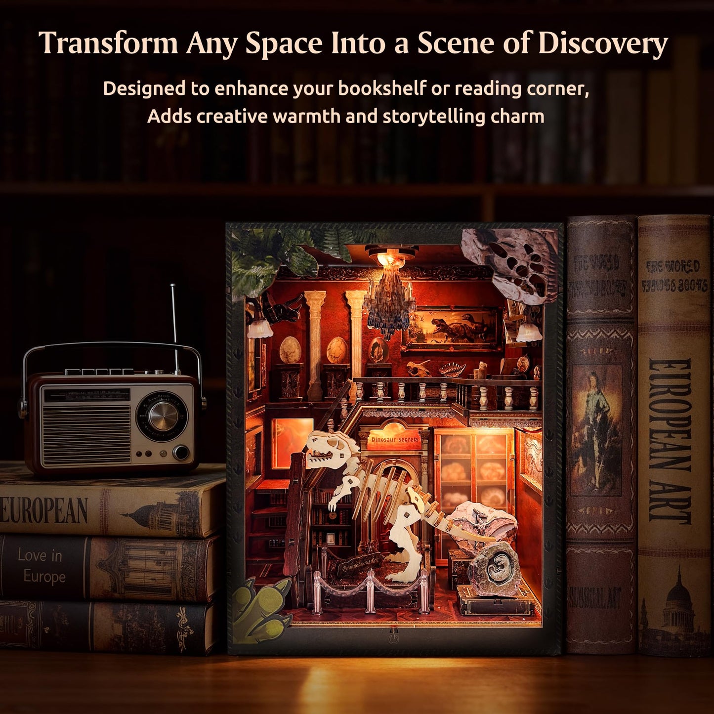 DIY Book Nook Kit with LED Lights | 3D Puzzles for Adults & Teens, Miniatures and Model Building Kits for Bookshelf Decor, Relaxing & Unique Gift
