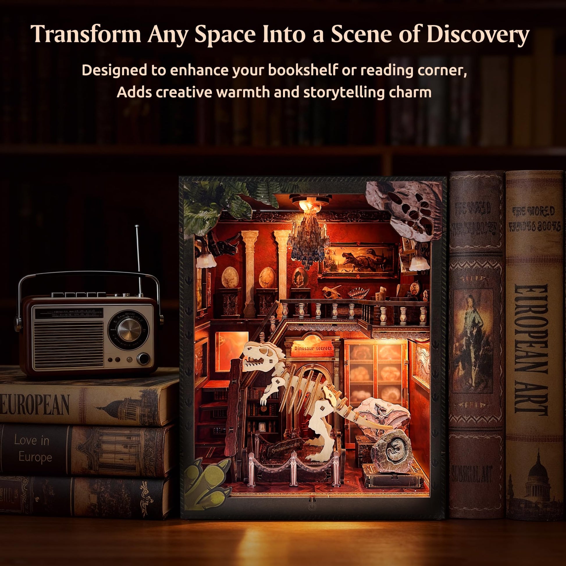 DIY Book Nook Kit with LED Lights | 3D Puzzles for Adults & Teens, Miniatures and Model Building Kits for Bookshelf Decor, Relaxing & Unique Gift