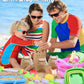 Collapsible Beach Sand Toys for Kids Toddlers with Sand Bucket, Marine Animal Molds, Castle Building Molds, Shovels, Storage Mesh Bag, Travel Sand