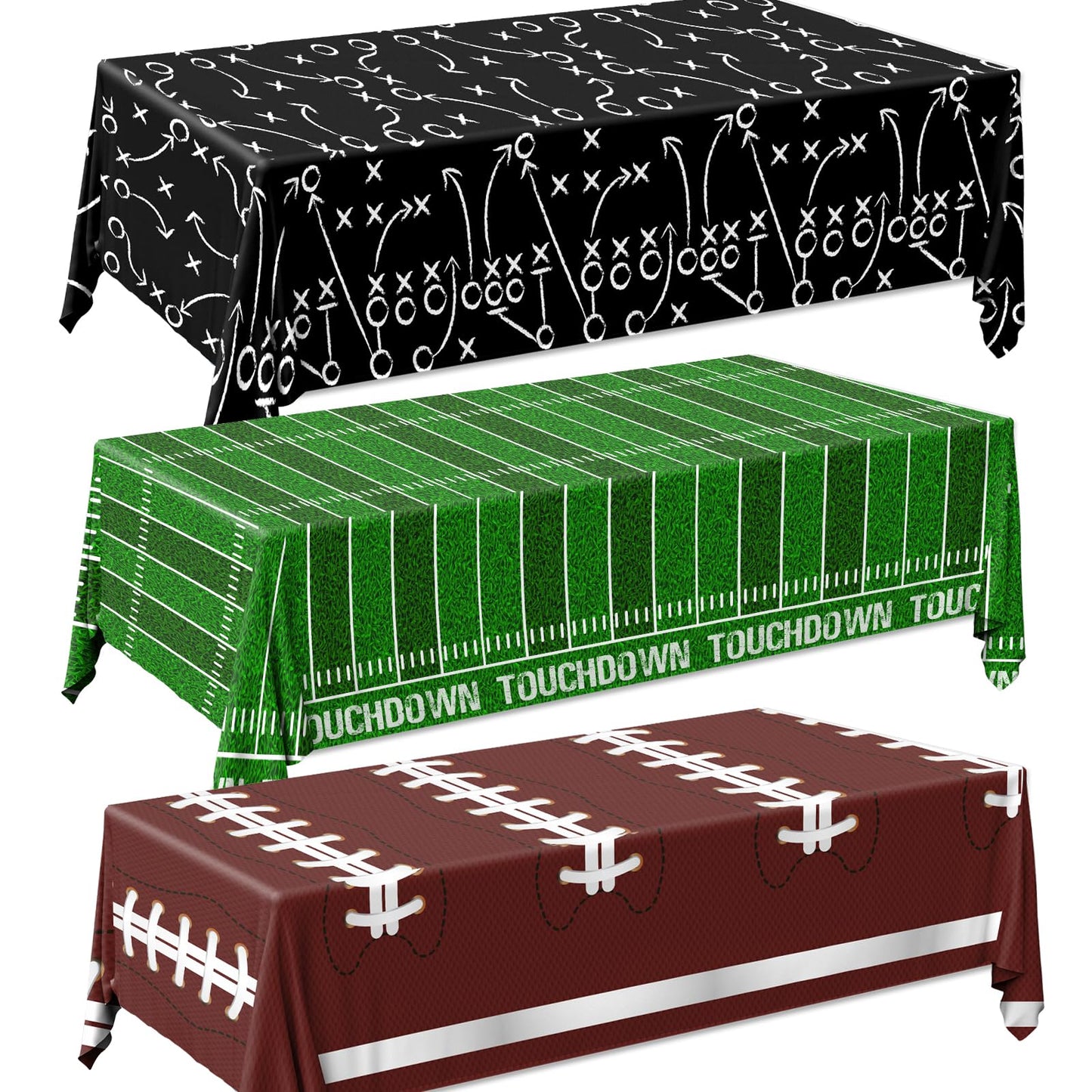 Dydamud Football Party Decorations, Disposable Field Tablecloth Plastic Rectangular Touchdown Table Cover for Sports Birthday Game Day Tailgate